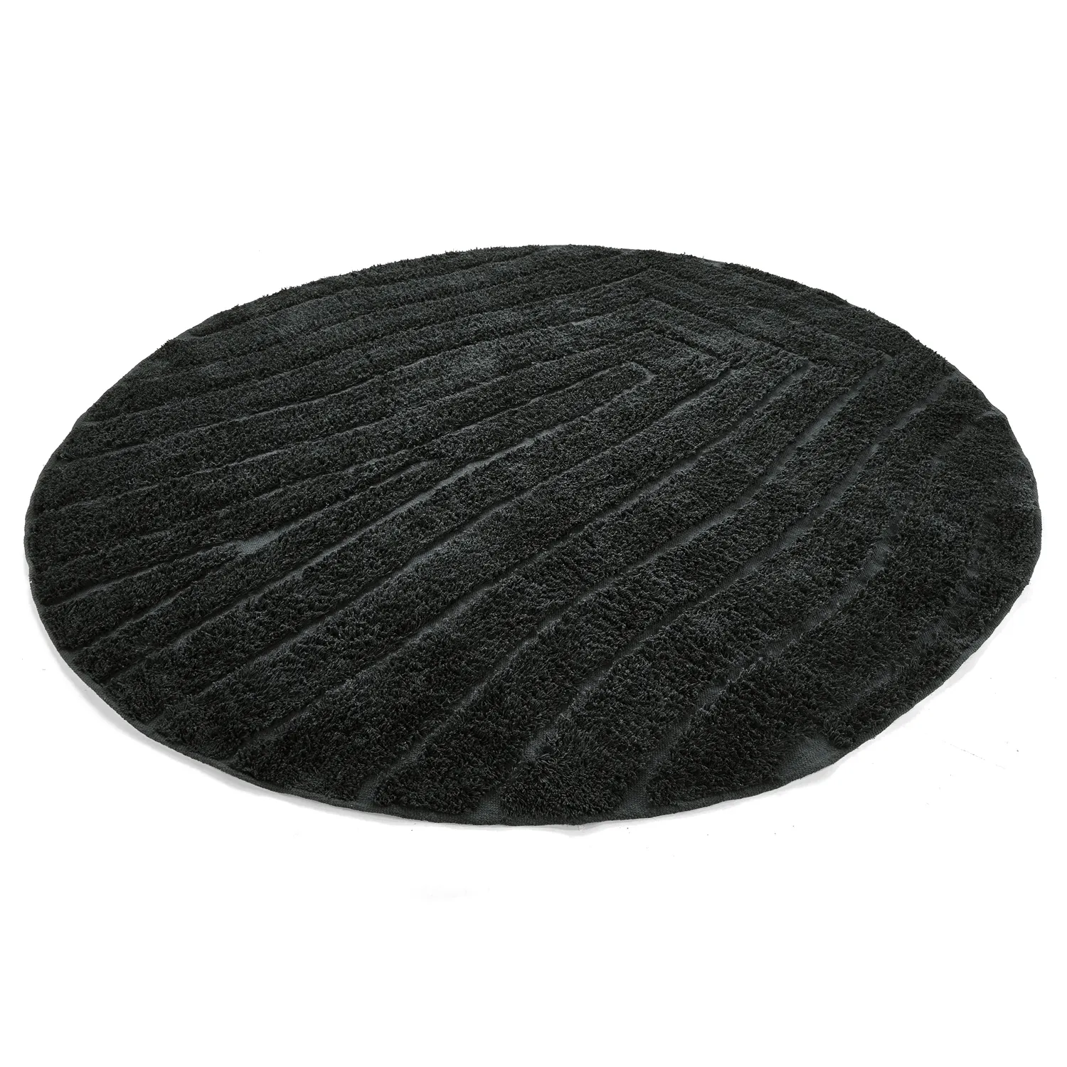Runde Teppiche - Farley Natural Cotton Shaggy (schwarz)