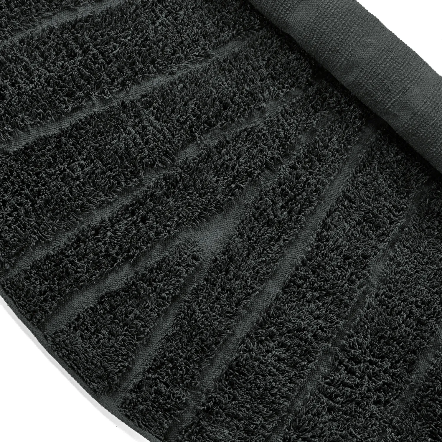 Runde Teppiche - Farley Natural Cotton Shaggy (schwarz)