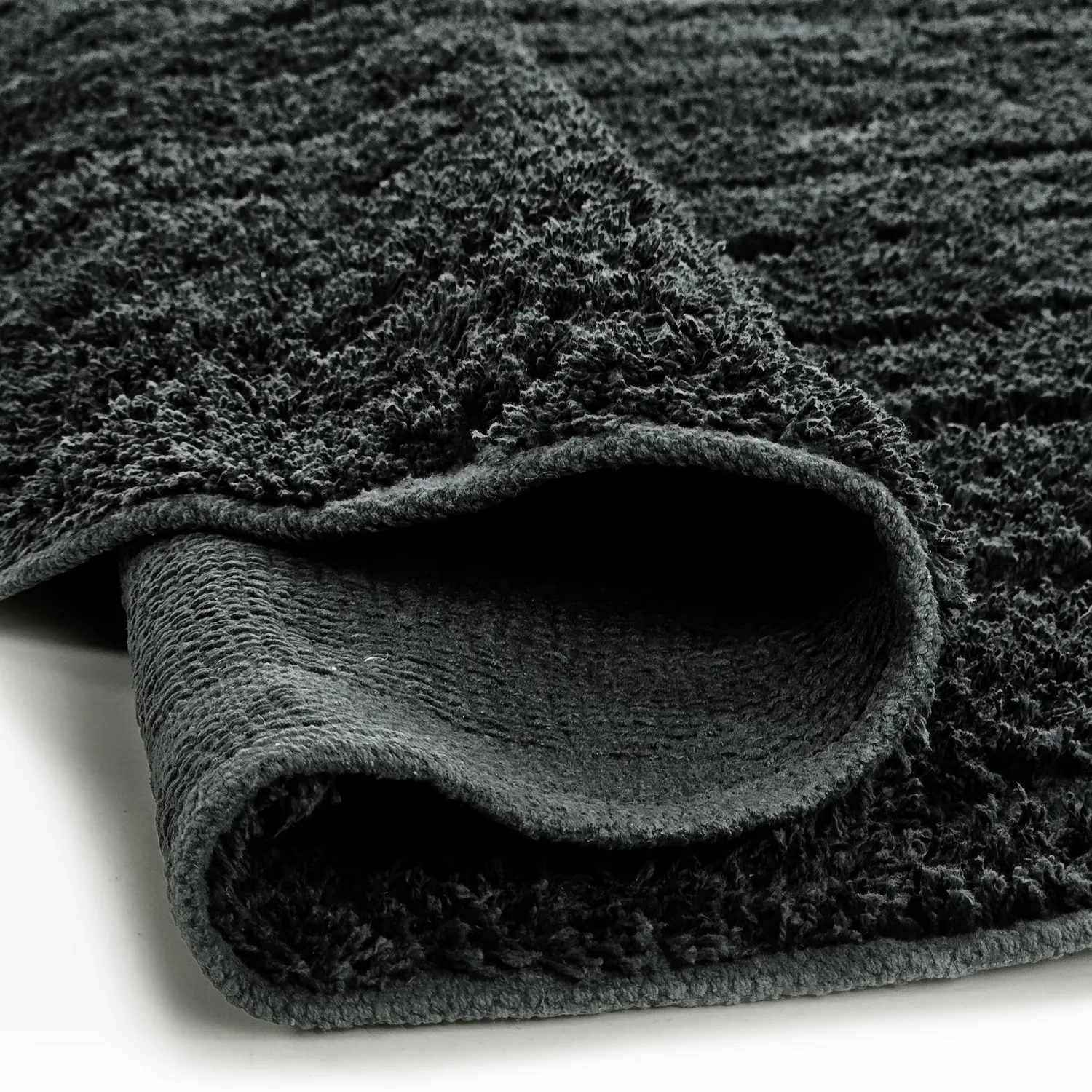 Runde Teppiche - Farley Natural Cotton Shaggy (schwarz)