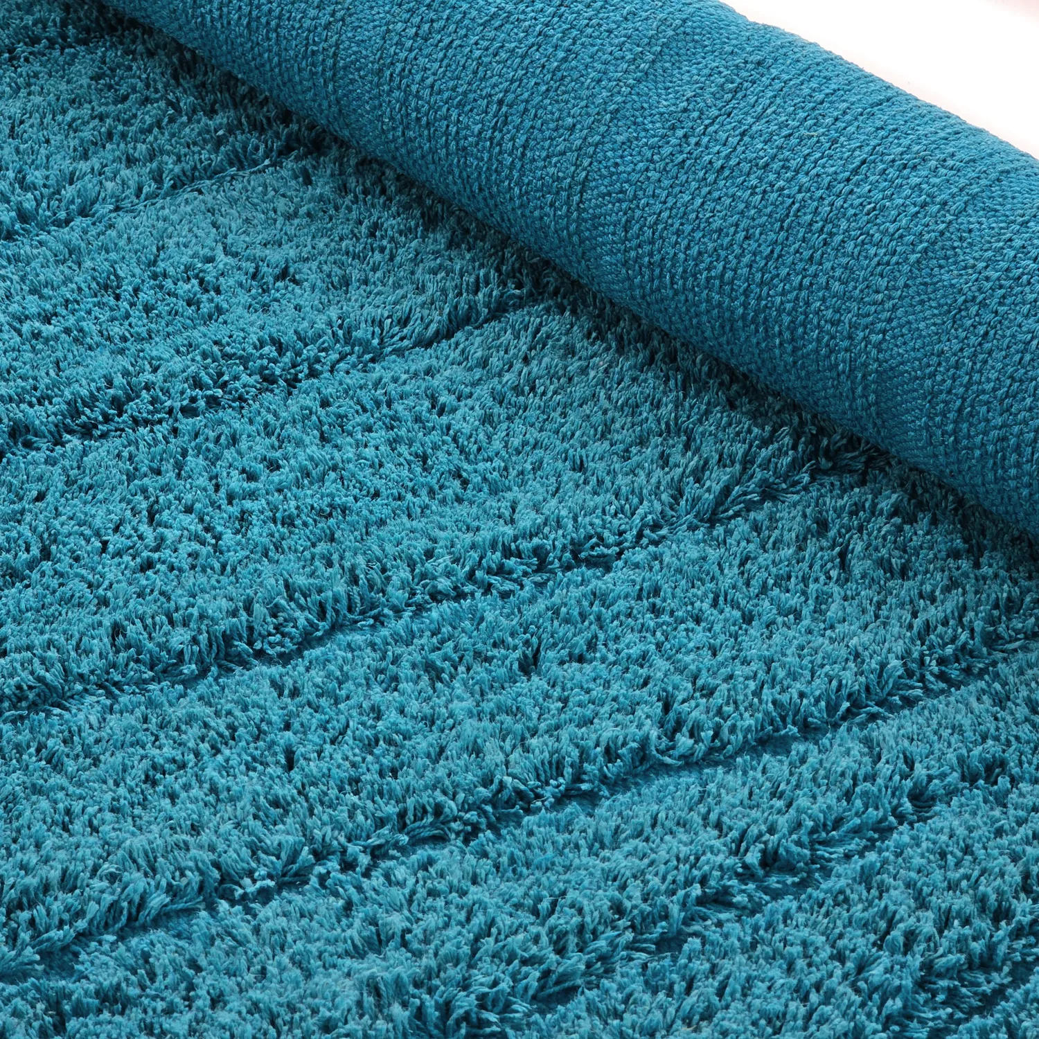 Runde Teppiche - Farley Natural Cotton Shaggy (türkis)