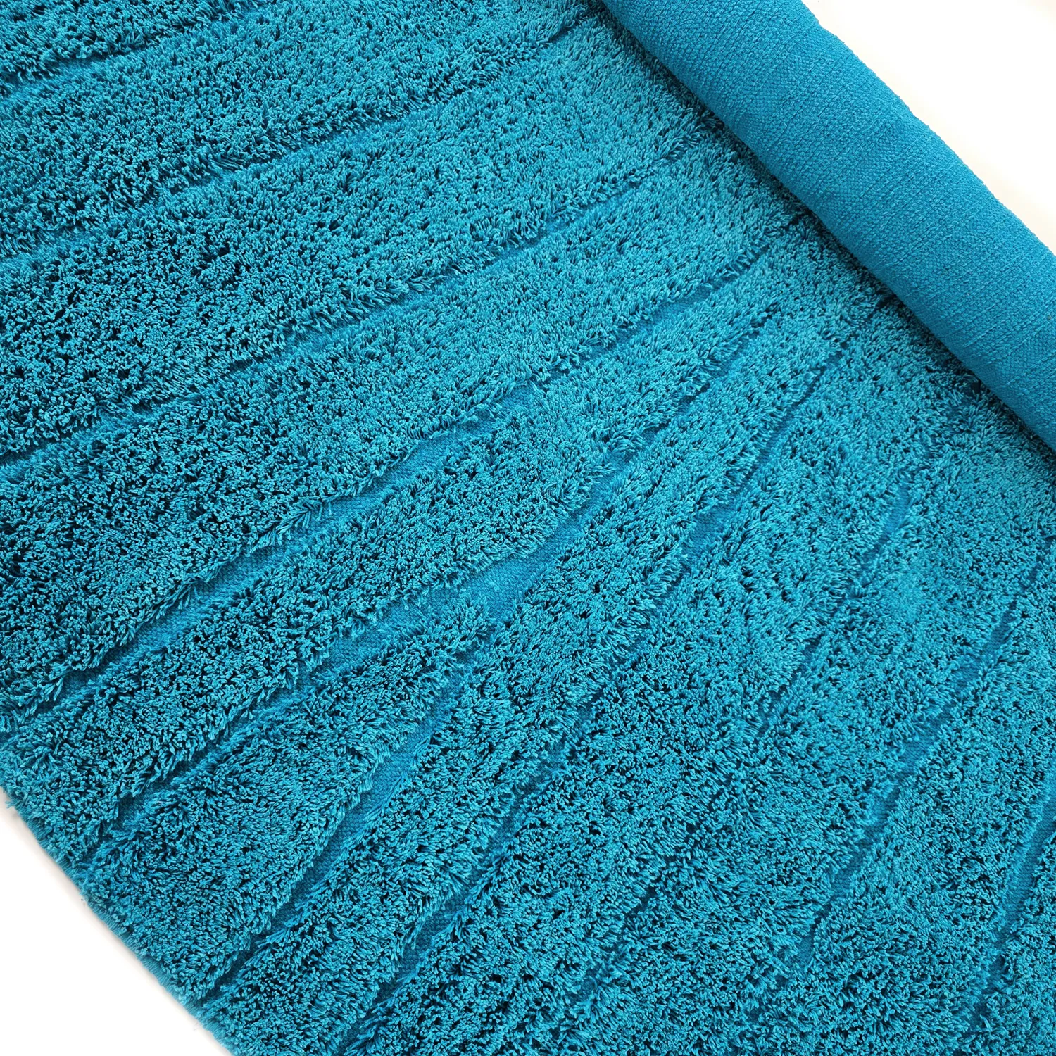 Runde Teppiche - Farley Natural Cotton Shaggy (türkis)