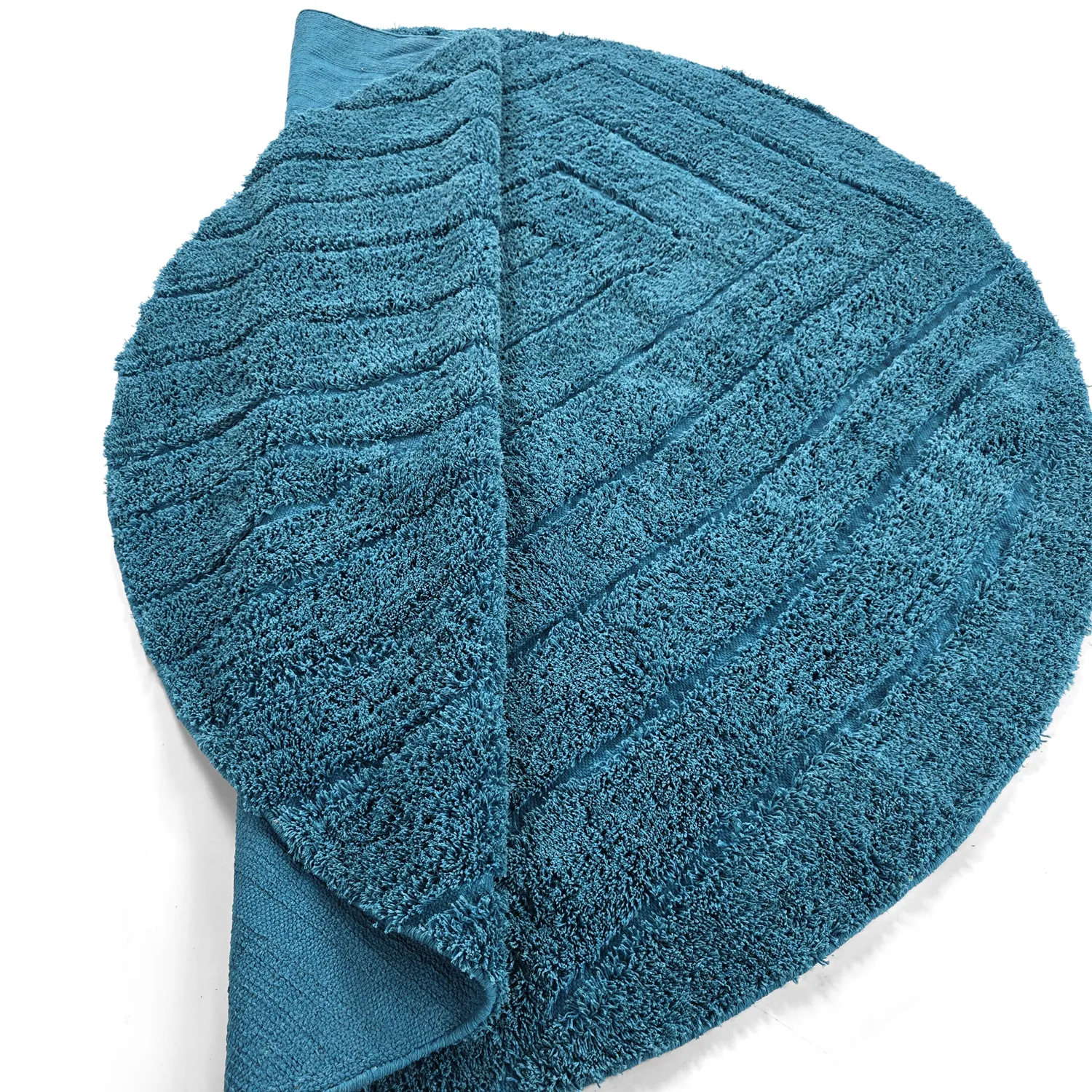 Runde Teppiche - Farley Natural Cotton Shaggy (türkis)