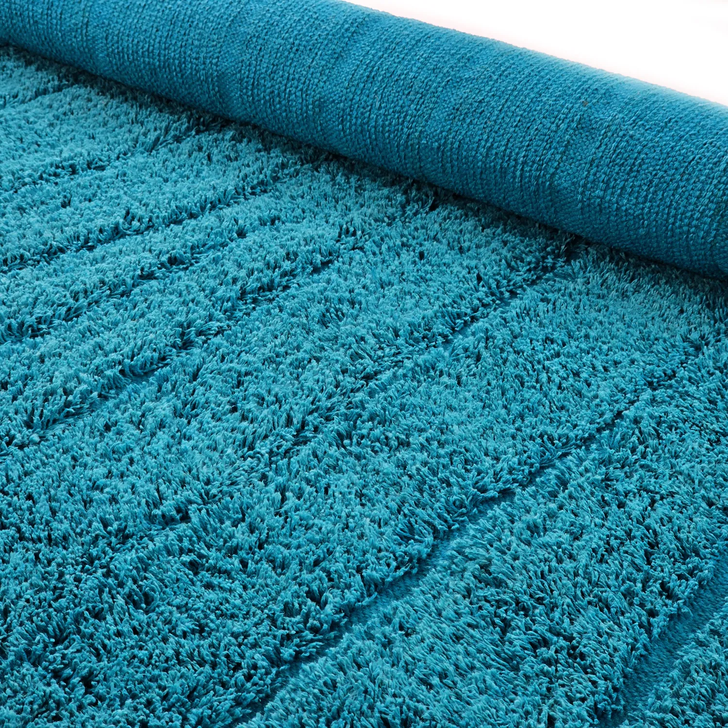 Runde Teppiche - Farley Natural Cotton Shaggy (türkis)