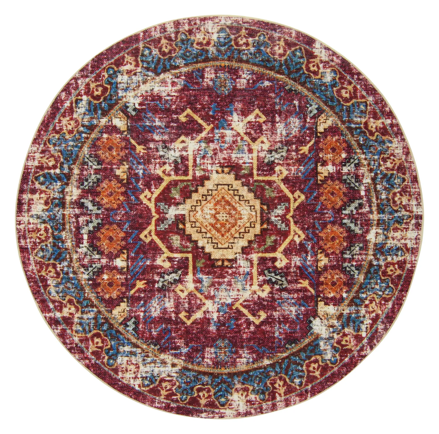 Rund Teppich - Idri (burgund/multi)