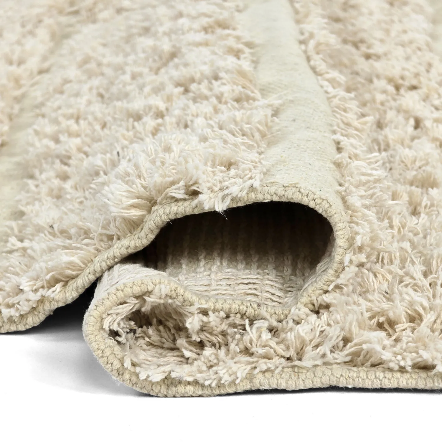 Rund Teppich - Ikara Natural Cotton Shaggy (creme)