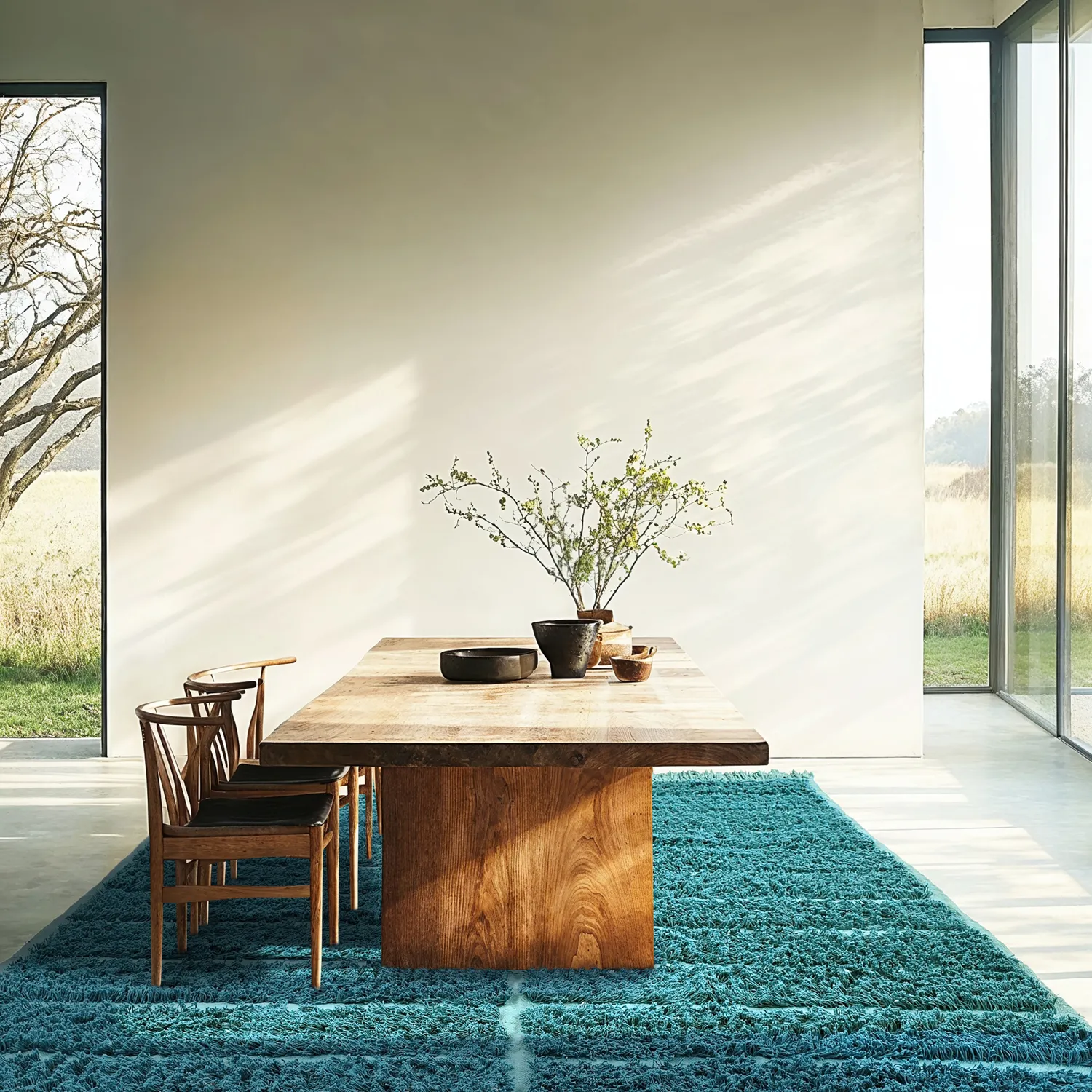 Hochflorteppiche - Ikara Natural Cotton Shaggy (türkis)