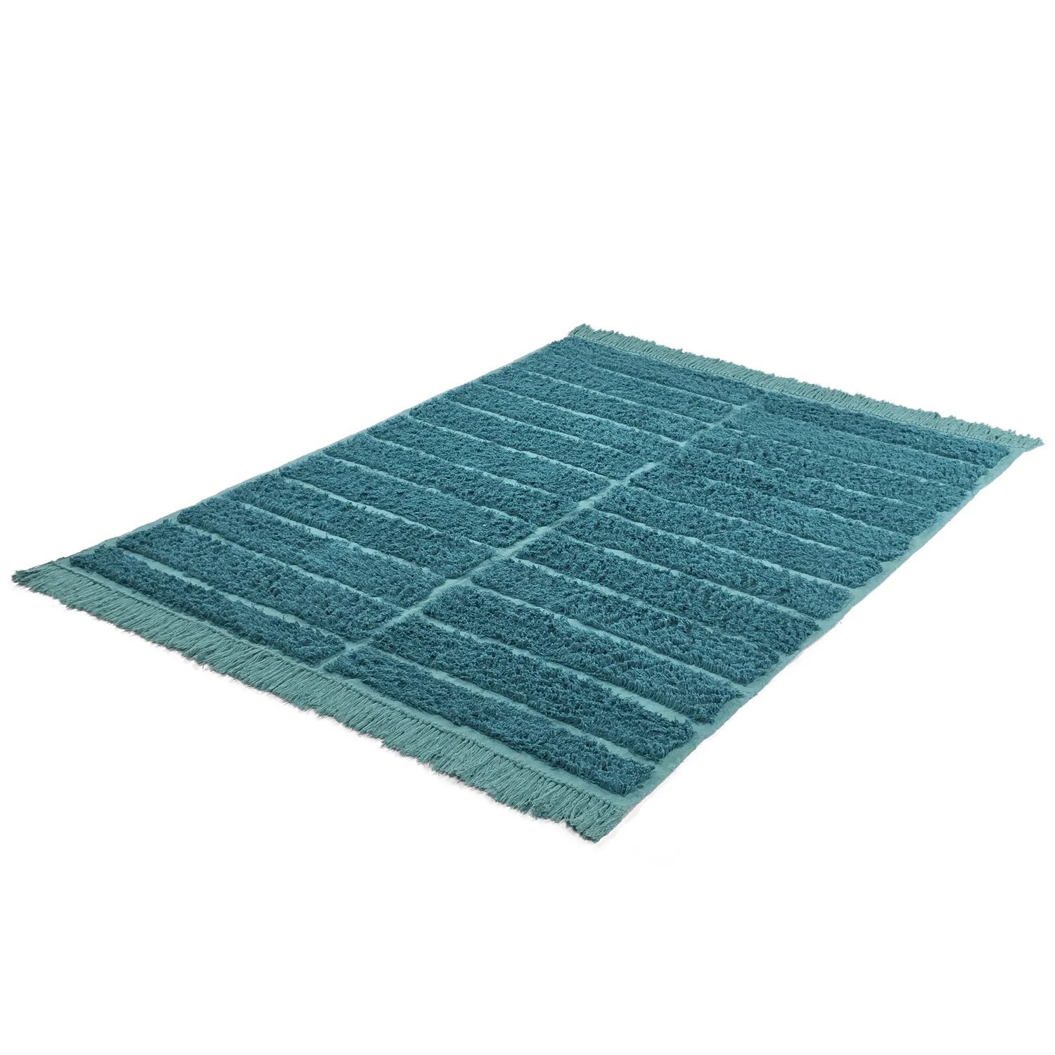 Hochflorteppiche - Ikara Natural Cotton Shaggy (türkis)