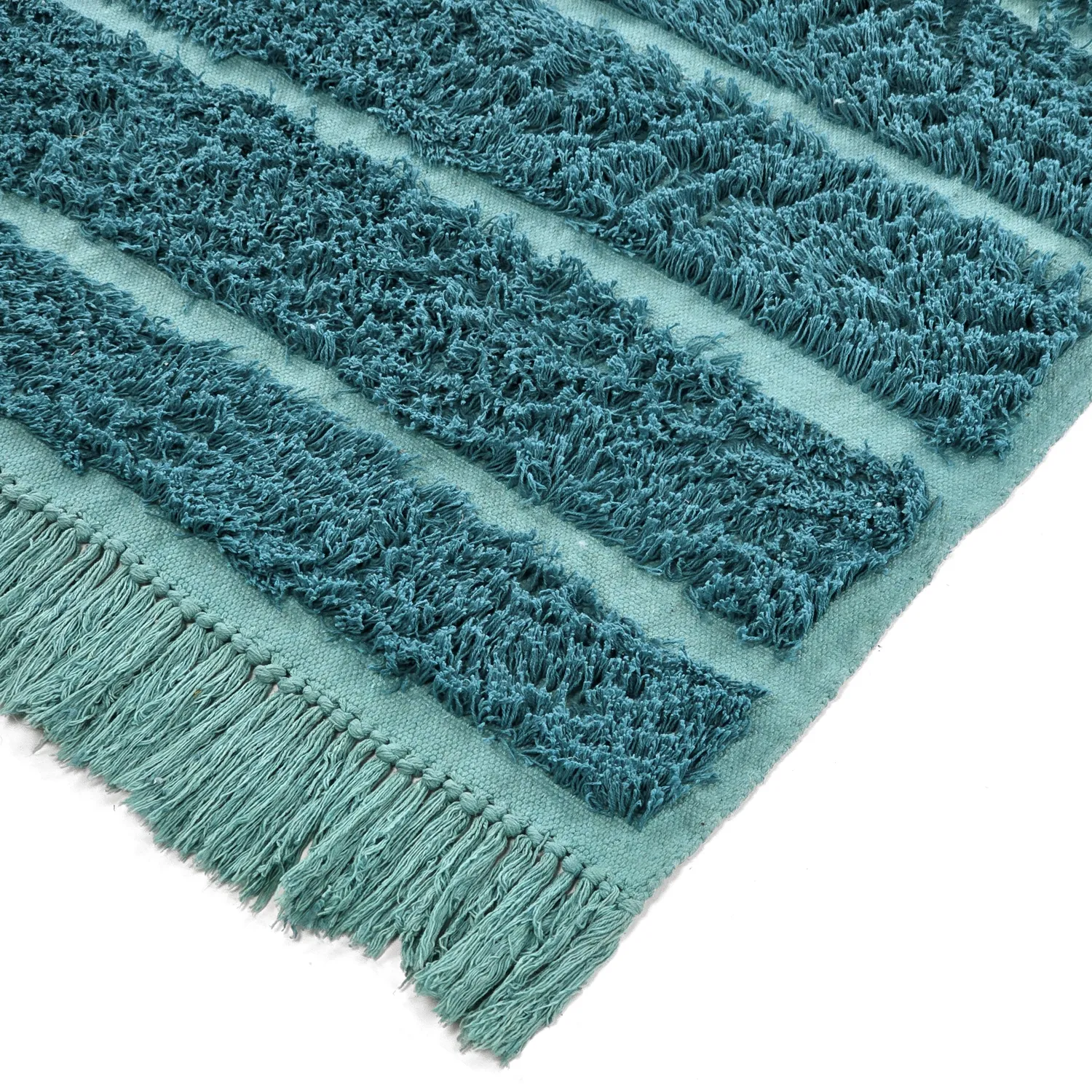 Hochflorteppiche - Ikara Natural Cotton Shaggy (türkis)