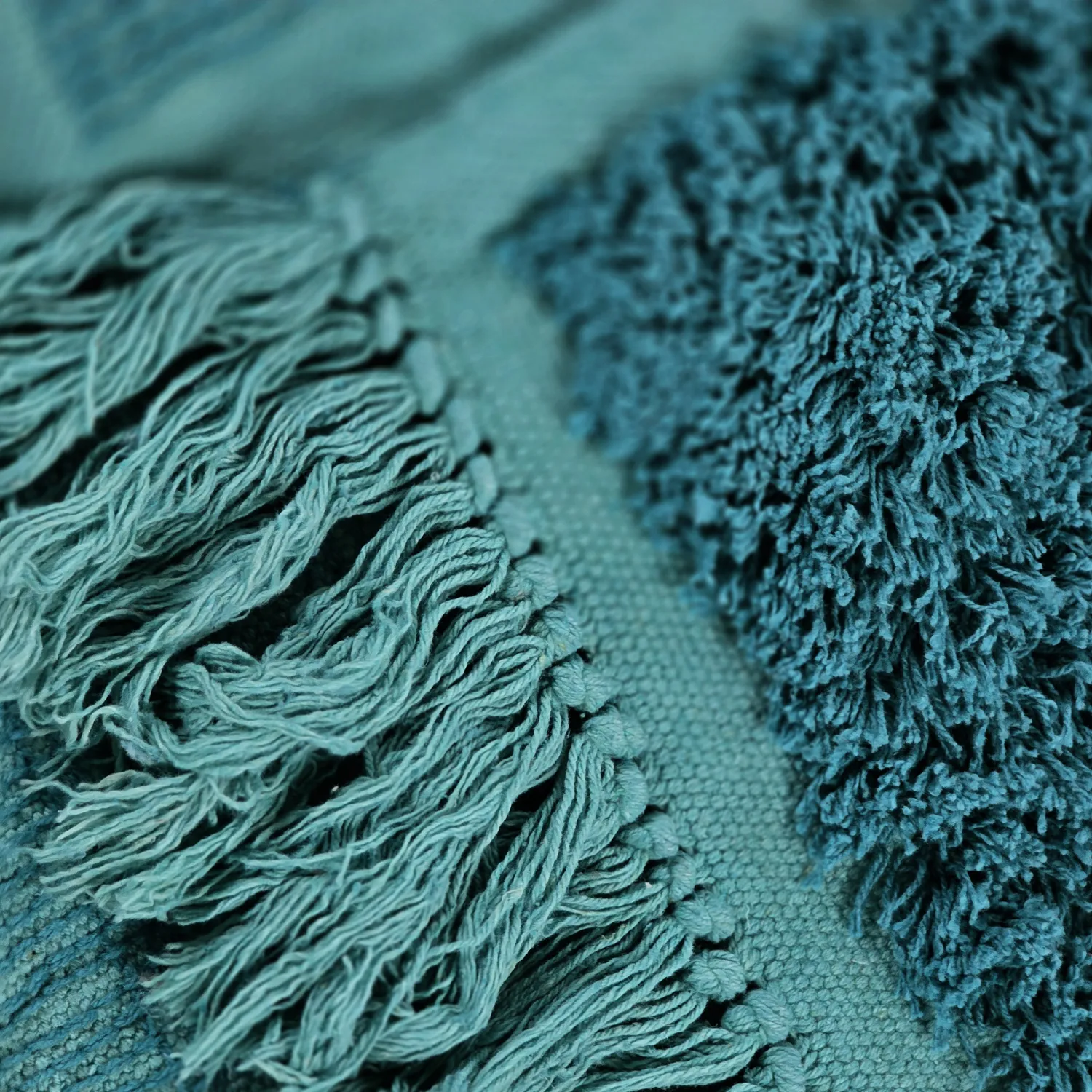 Hochflorteppiche - Ikara Natural Cotton Shaggy (türkis)