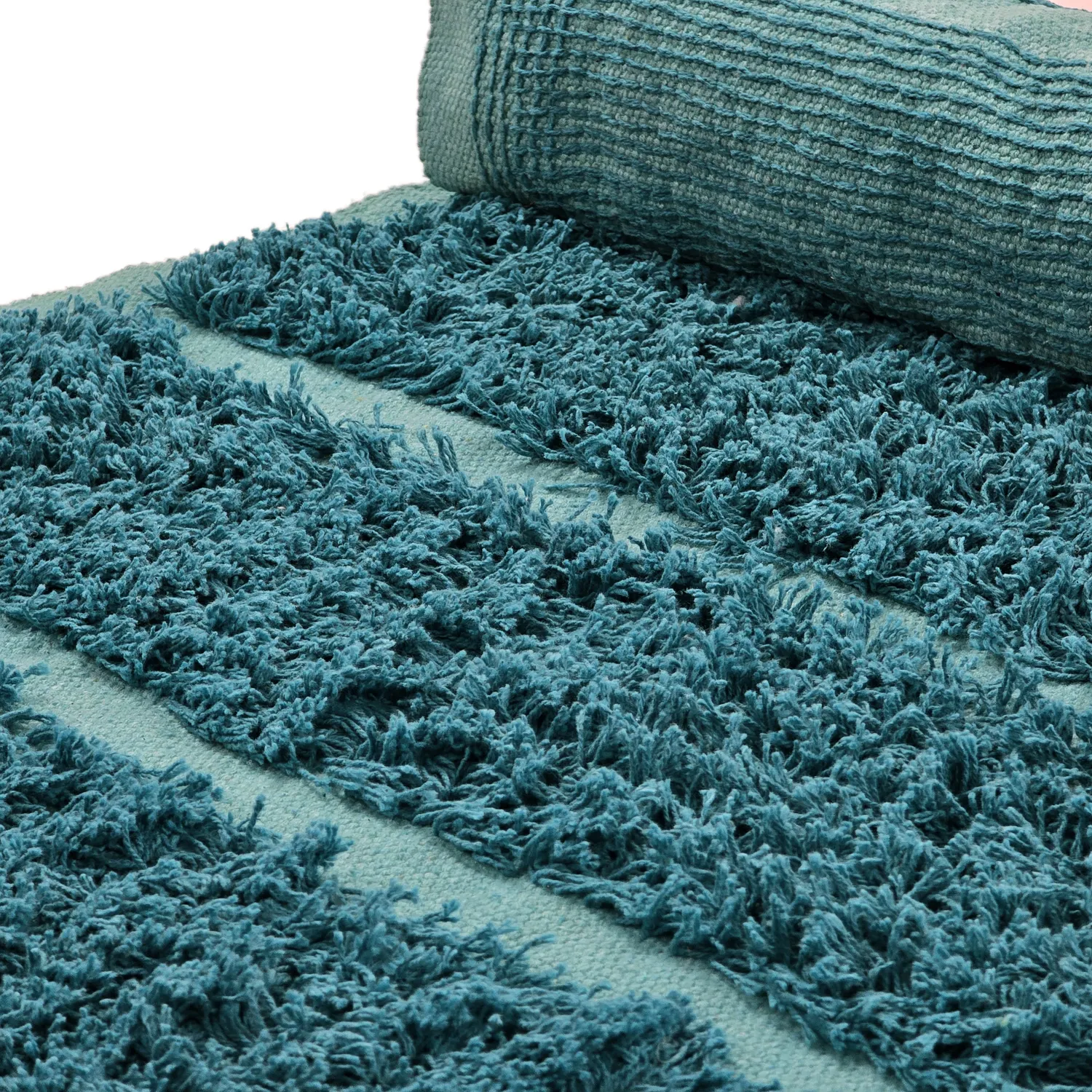 Hochflorteppiche - Ikara Natural Cotton Shaggy (türkis)