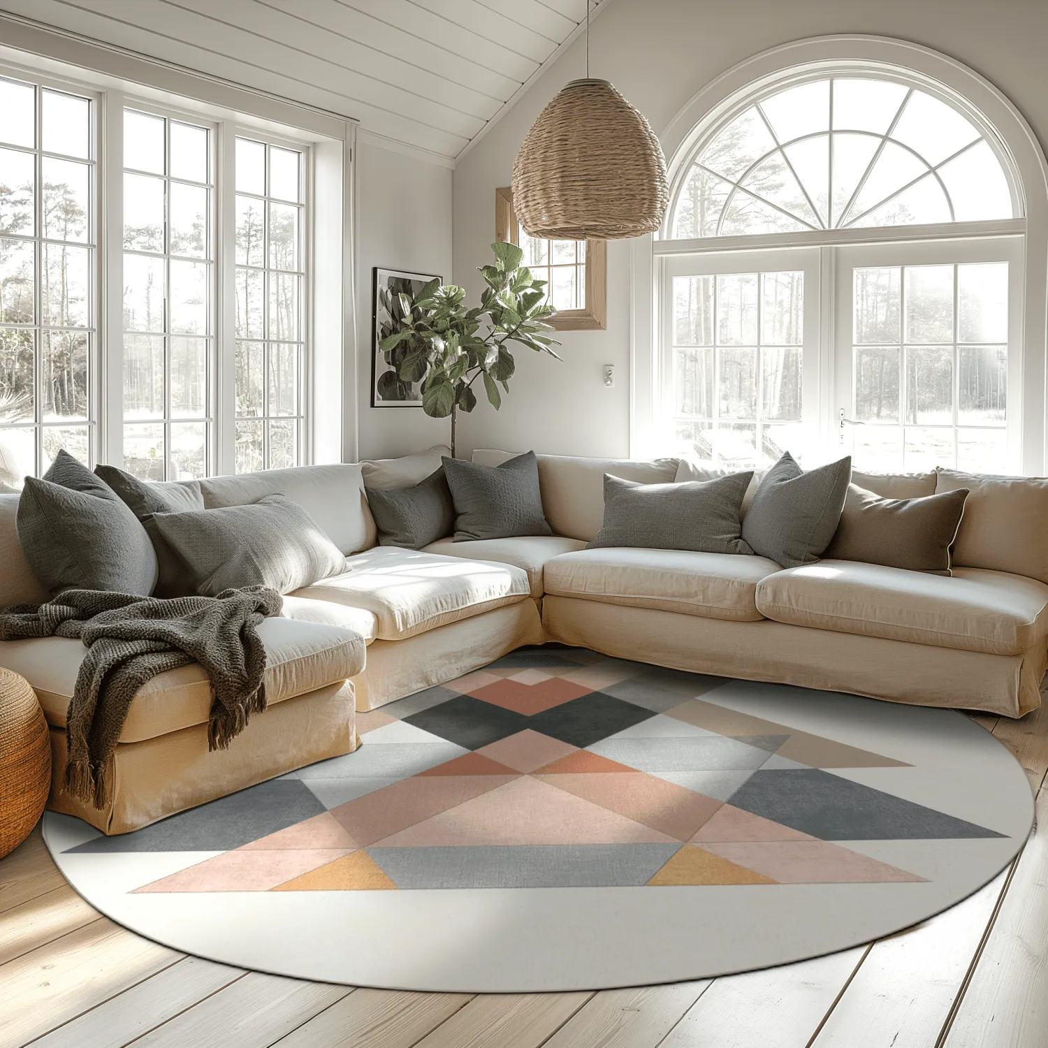 Rund Teppich - Jeral (beige/bunt)