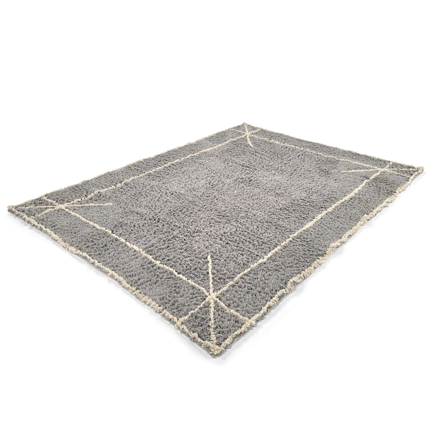 Hochflorteppiche - Kairi Natural Cotton Shaggy (grau/beige)