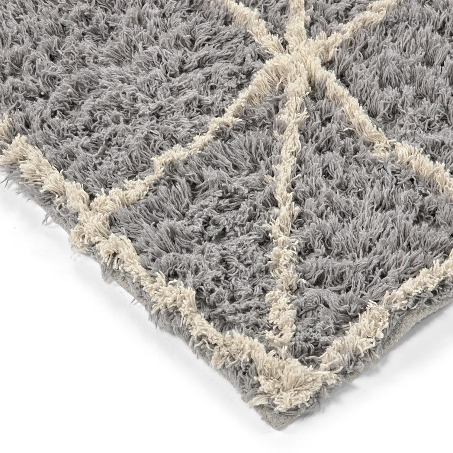 Hochflorteppiche - Kairi Natural Cotton Shaggy (grau/beige)