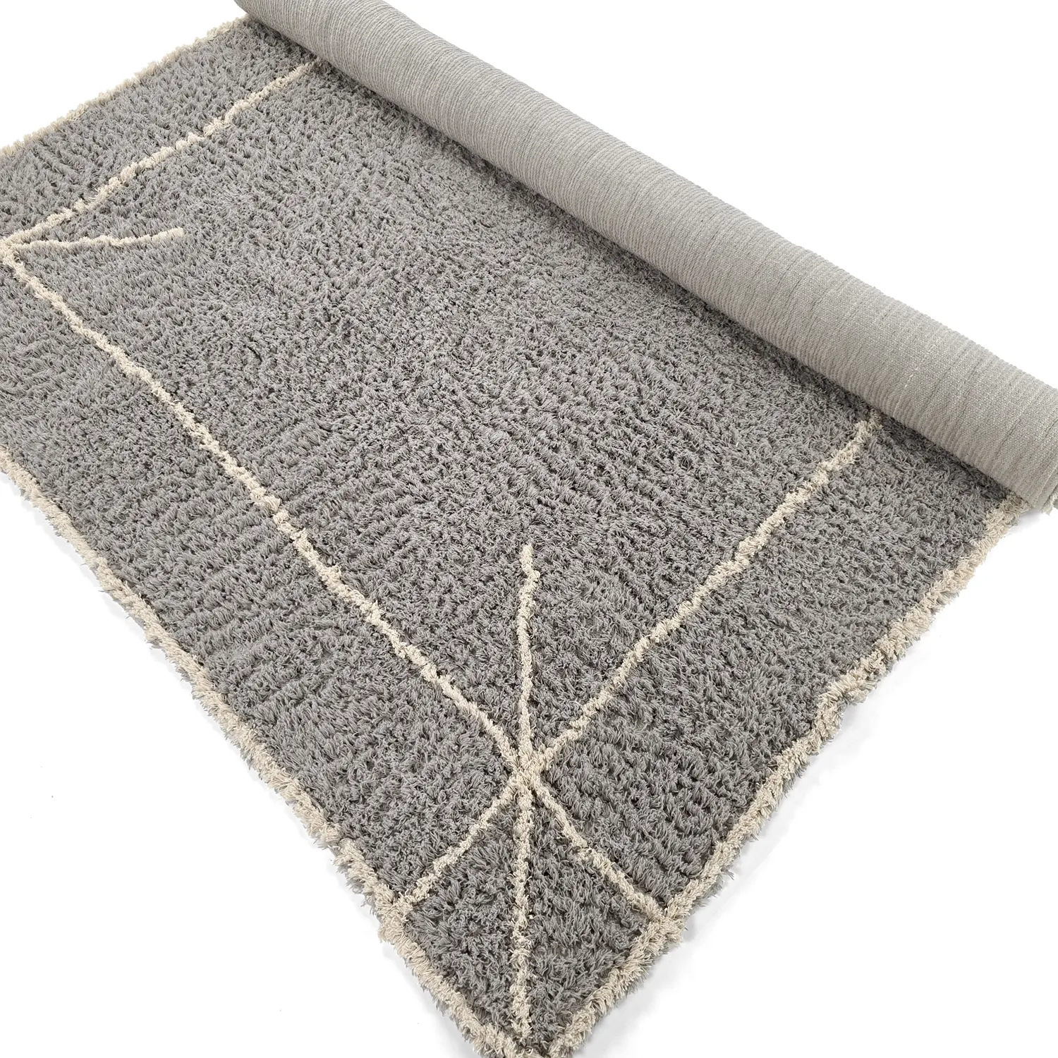 Hochflorteppiche - Kairi Natural Cotton Shaggy (grau/beige)