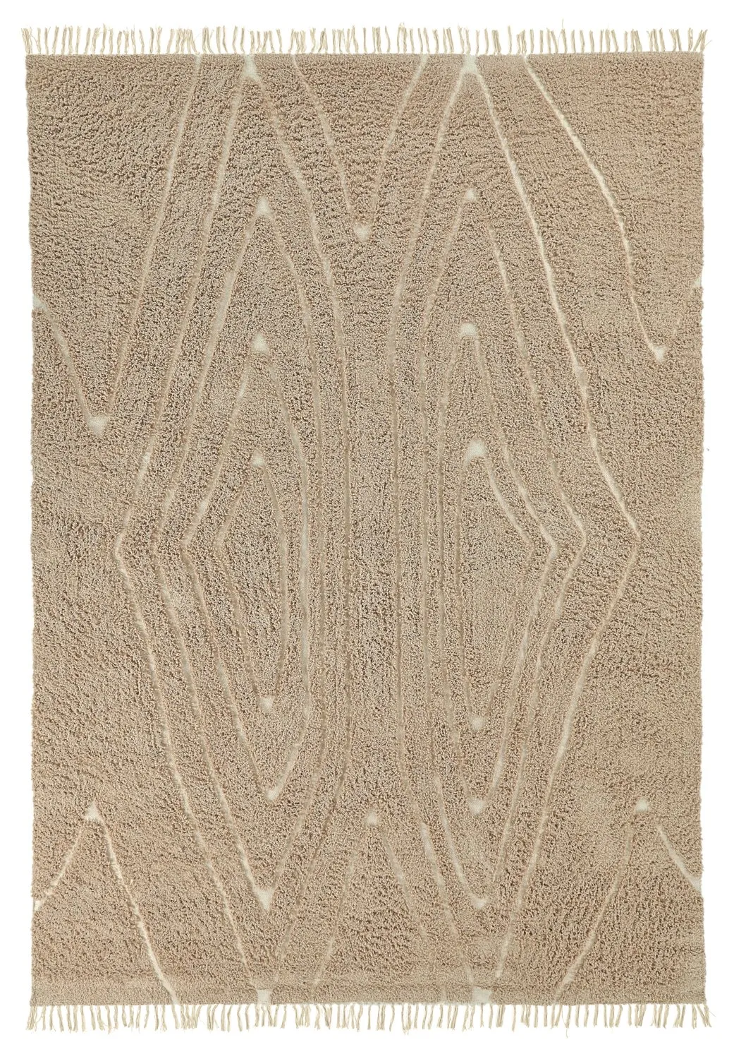 Hochflorteppiche - Kindon Natural Cotton Shaggy (beige/weiß)