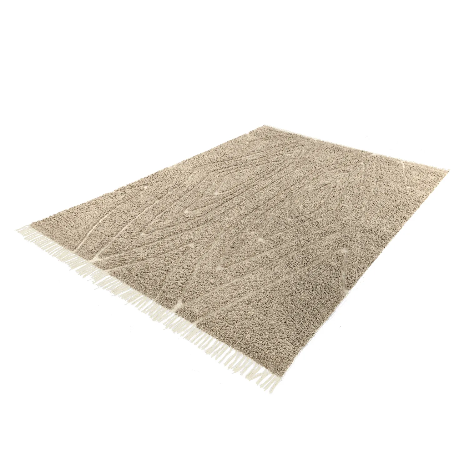 Hochflorteppiche - Kindon Natural Cotton Shaggy (beige/weiß)