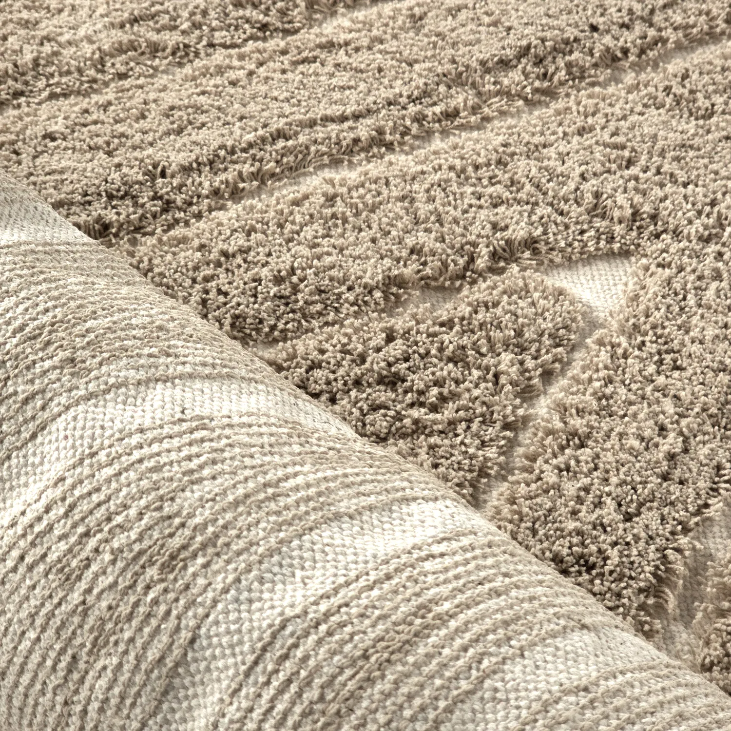 Hochflorteppiche - Kindon Natural Cotton Shaggy (beige/weiß)