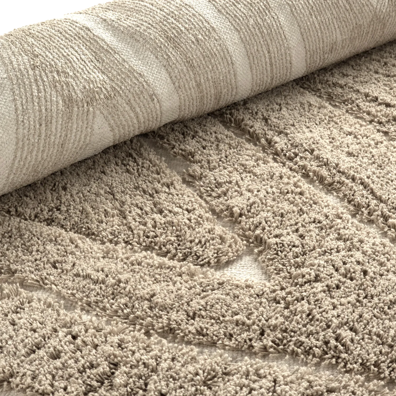 Hochflorteppiche - Kindon Natural Cotton Shaggy (beige/weiß)