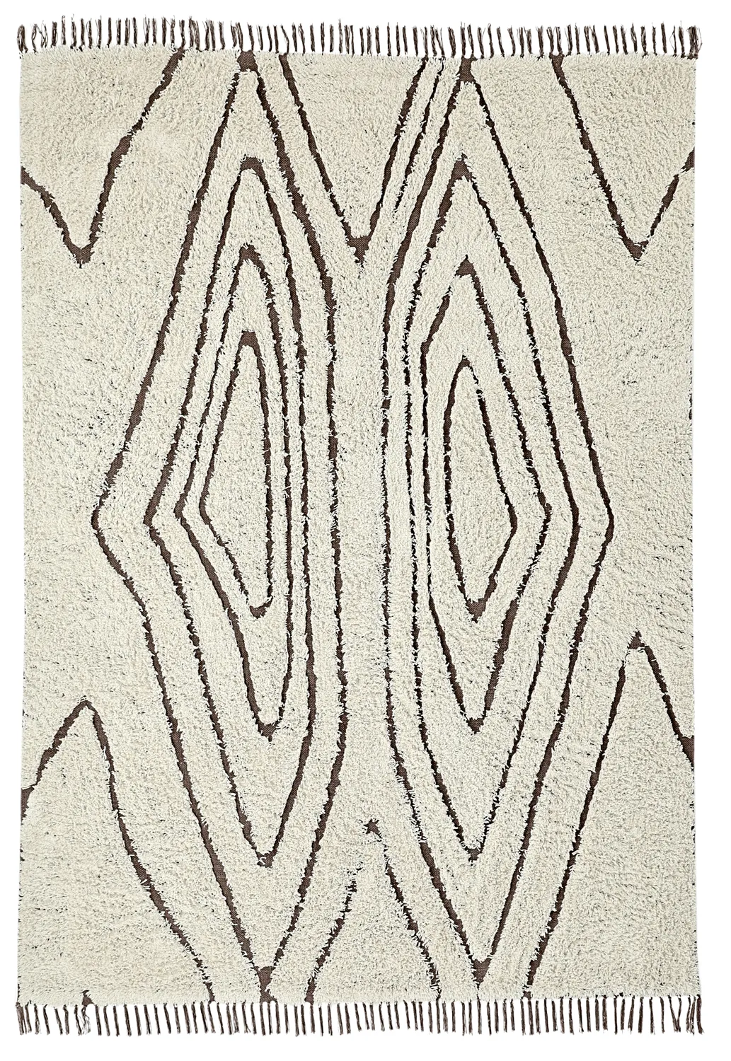 Hochflorteppiche - Kindon Natural Cotton Shaggy (cremefarben/braun)