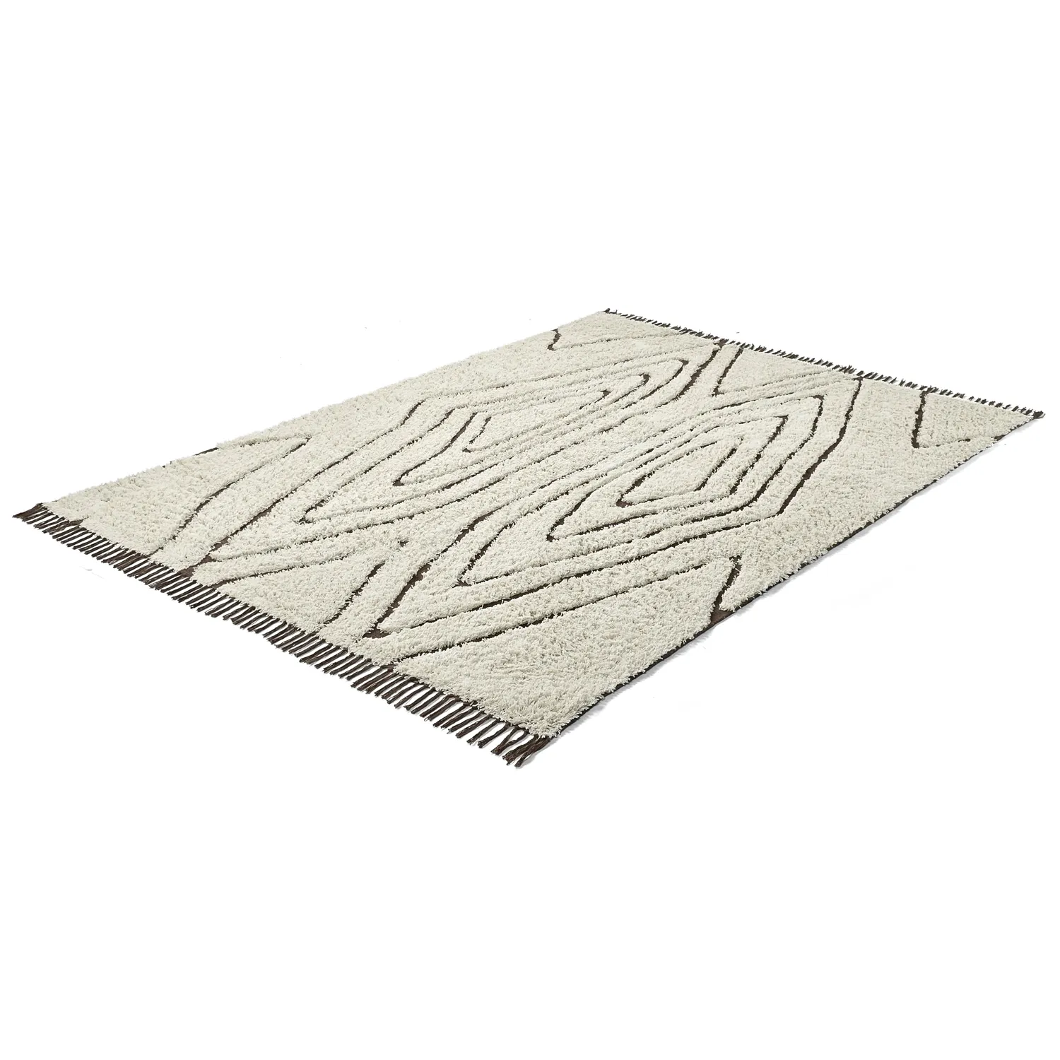 Hochflorteppiche - Kindon Natural Cotton Shaggy (cremefarben/braun)