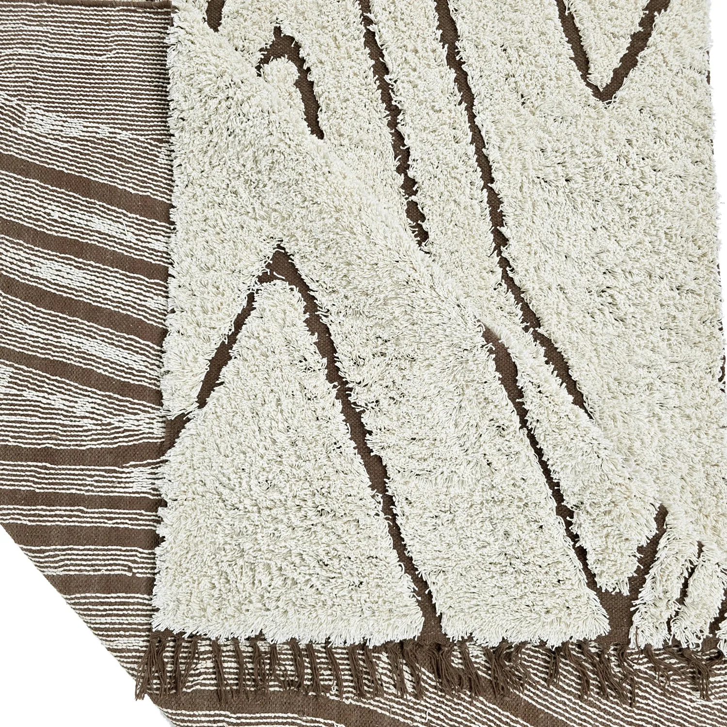 Hochflorteppiche - Kindon Natural Cotton Shaggy (cremefarben/braun)