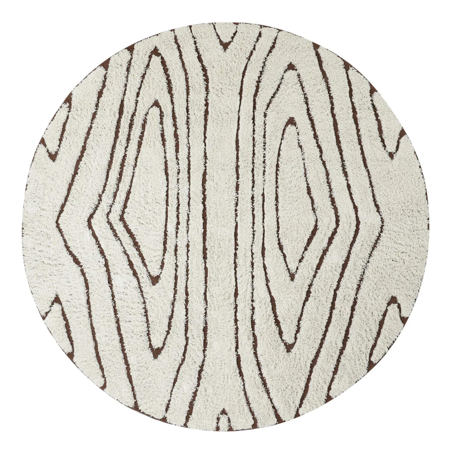 Runde Teppiche - Kindon Natural Cotton Shaggy (cremefarben/braun)