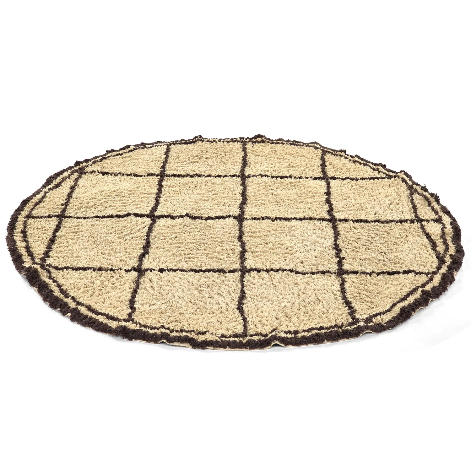 Rund Teppich - Lana Natural Cotton Shaggy (beige/braun)