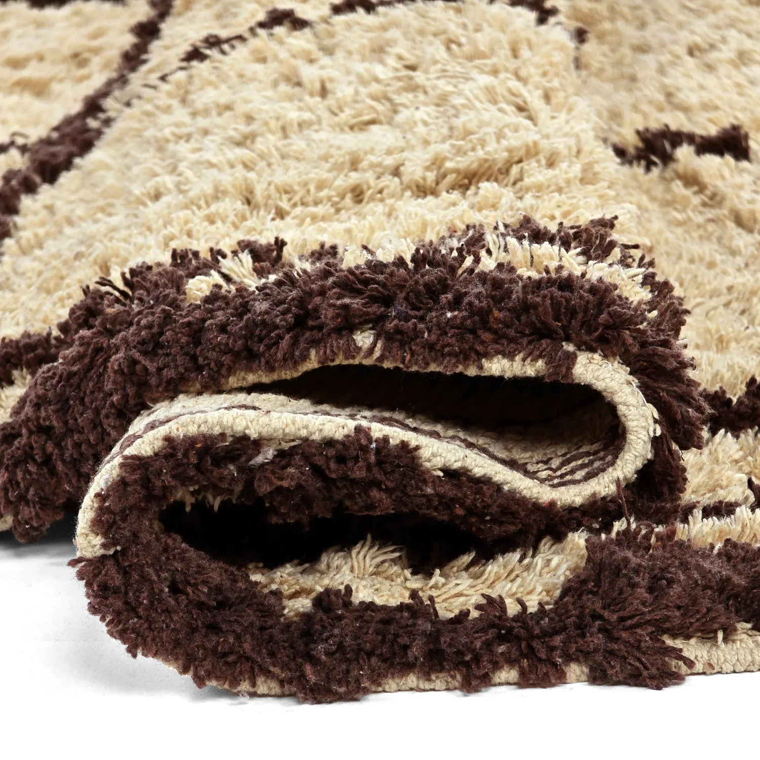 Rund Teppich - Lana Natural Cotton Shaggy (beige/braun)