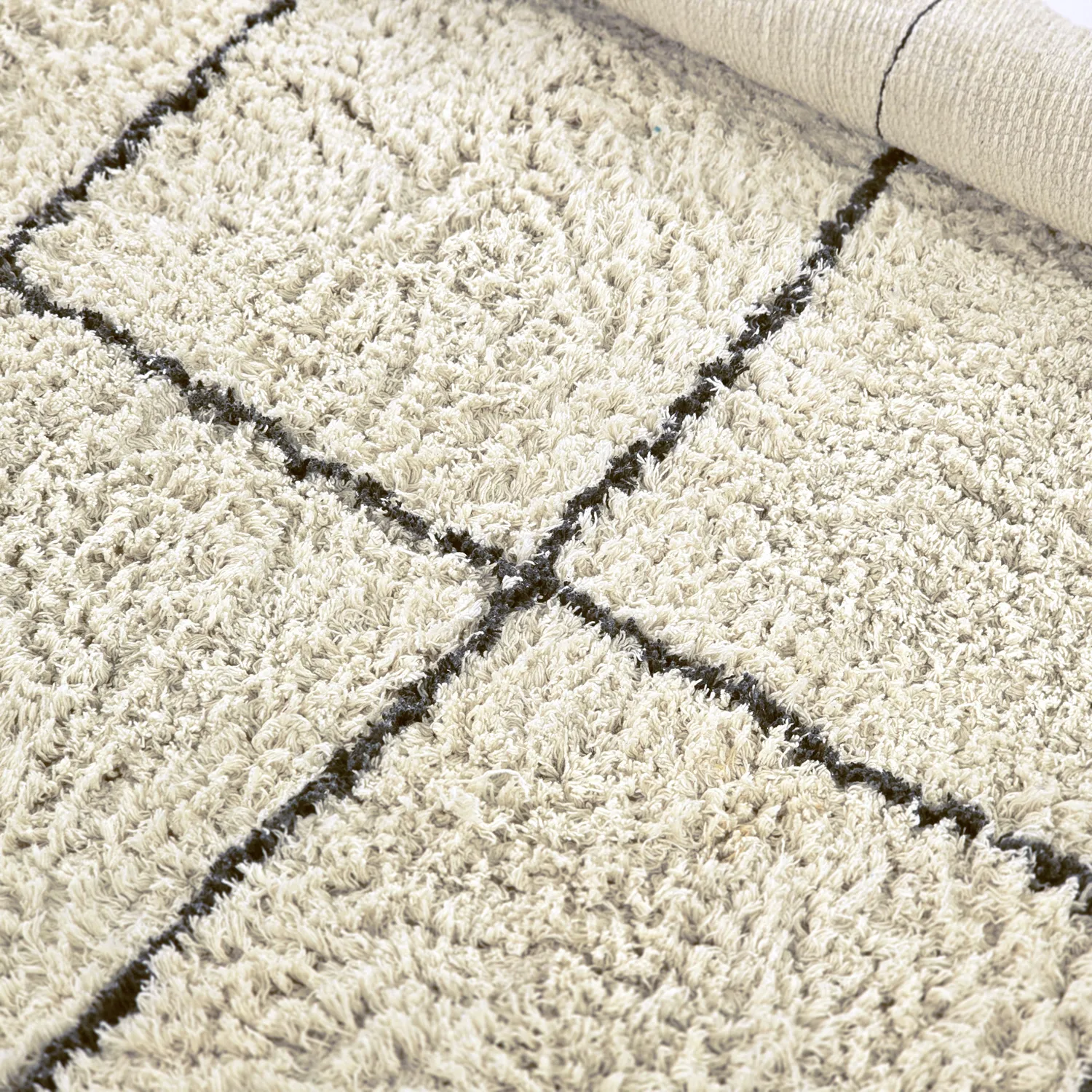 Rund Teppich - Lana Natural Cotton Shaggy (creme/dunkelgrau)