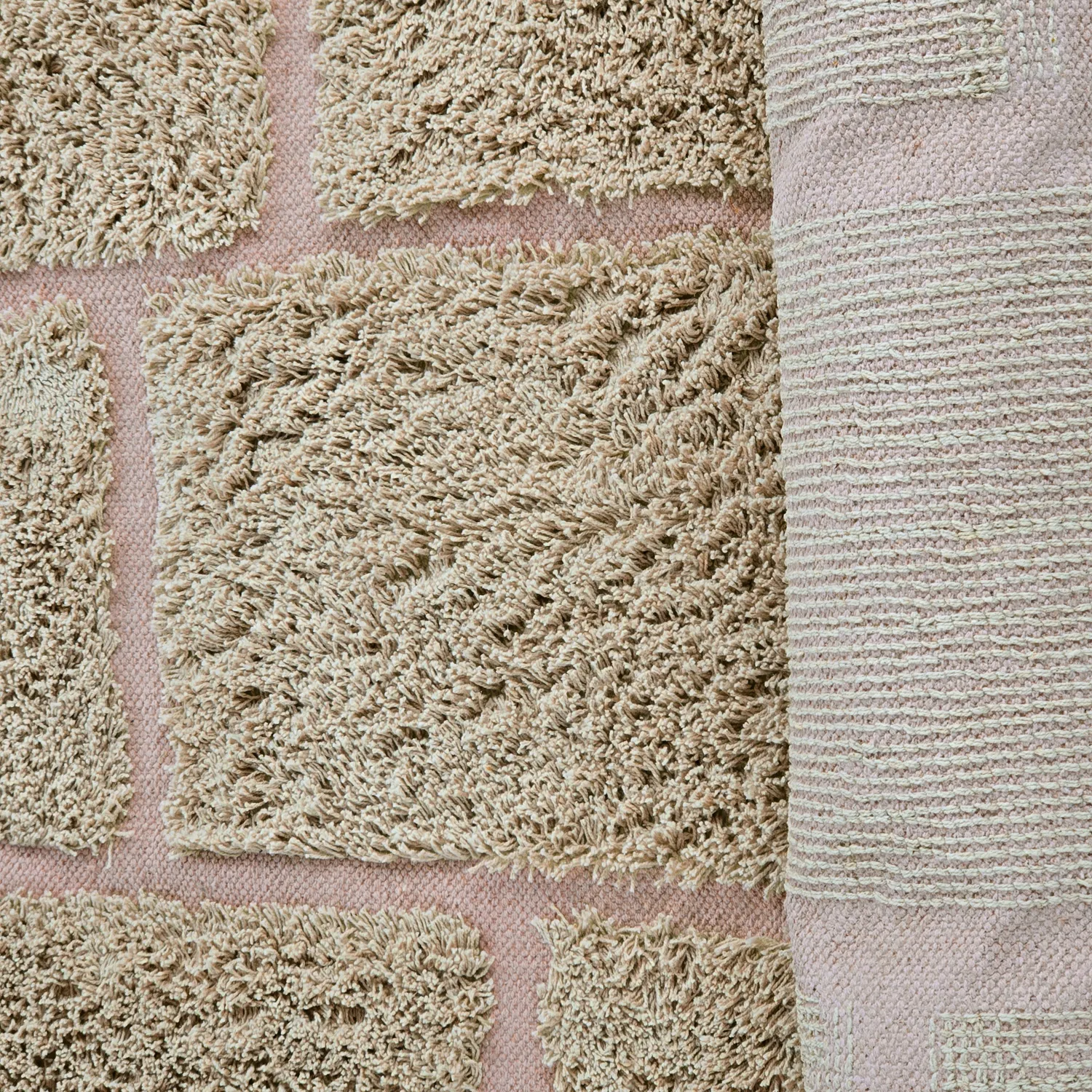 Hochflorteppiche - Lindley Natural Cotton Shaggy (beige/rosa)
