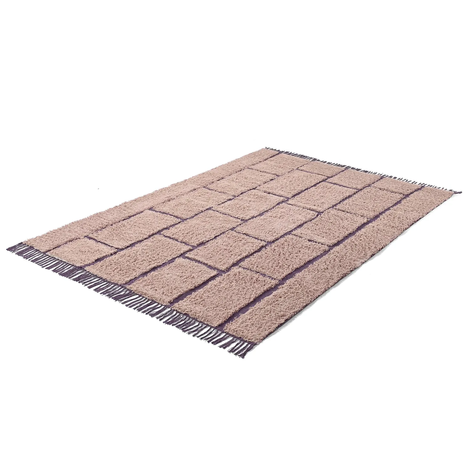 Hochflorteppiche - Lindley Natural Cotton Shaggy (rosa/lila)