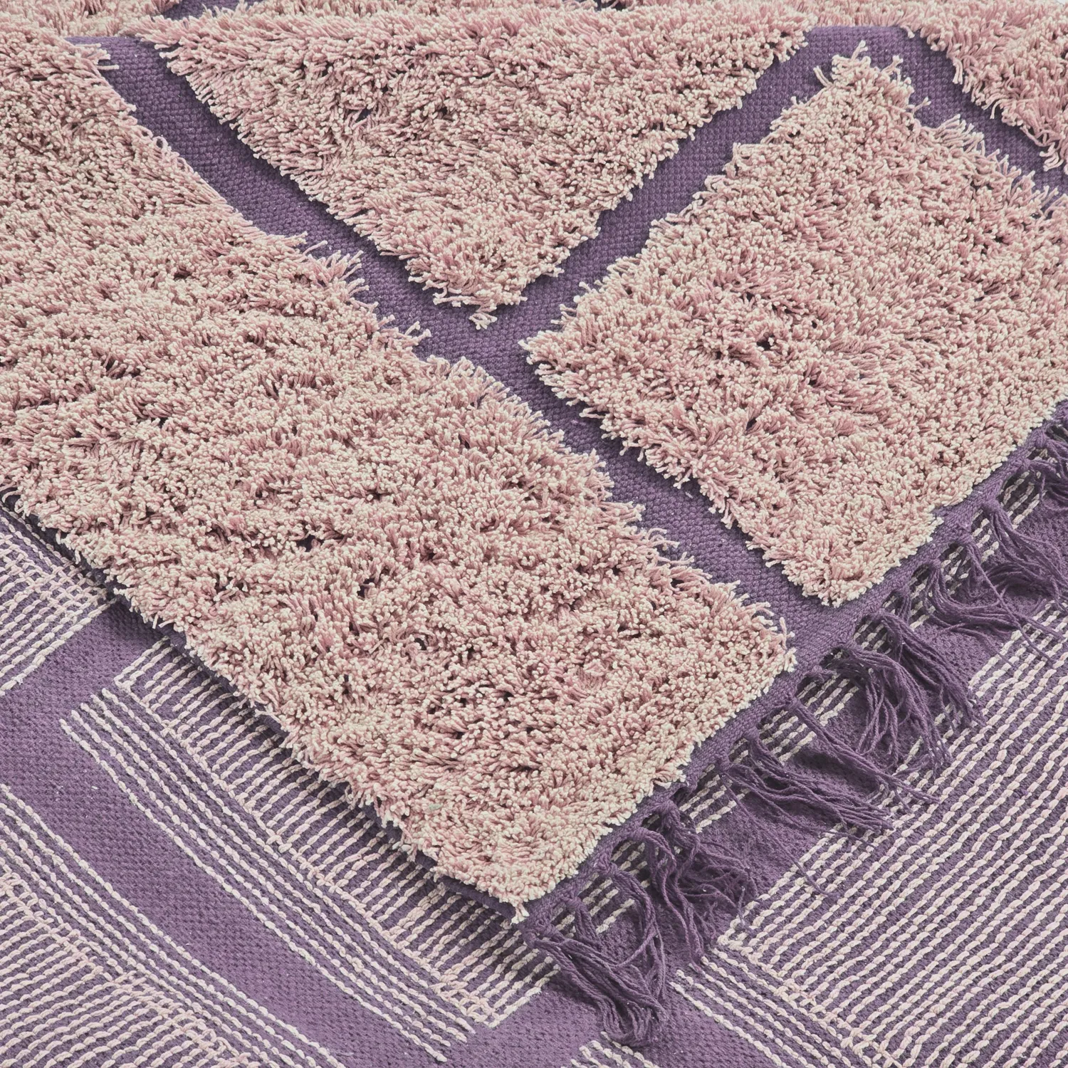 Hochflorteppiche - Lindley Natural Cotton Shaggy (rosa/lila)