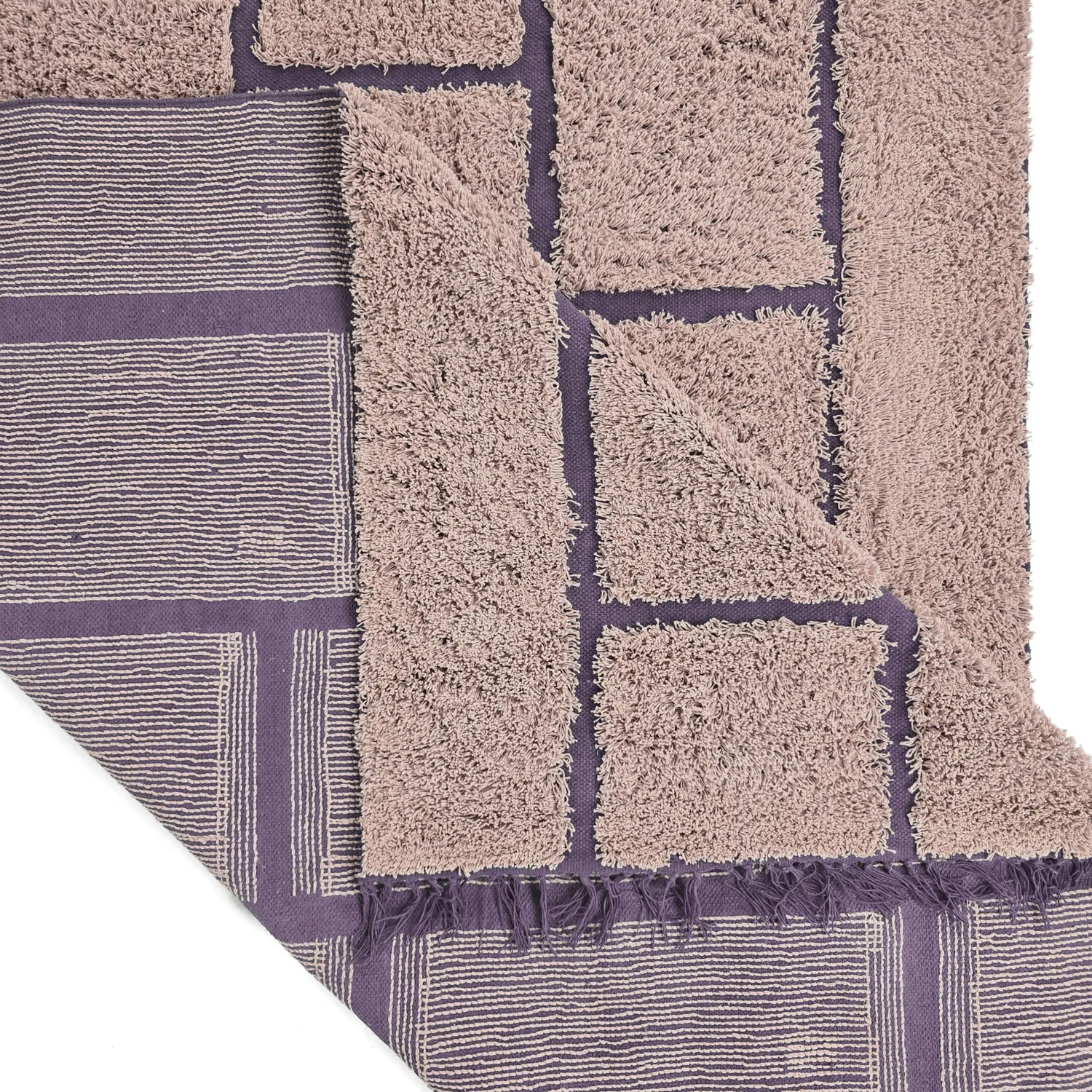 Hochflorteppiche - Lindley Natural Cotton Shaggy (rosa/lila)