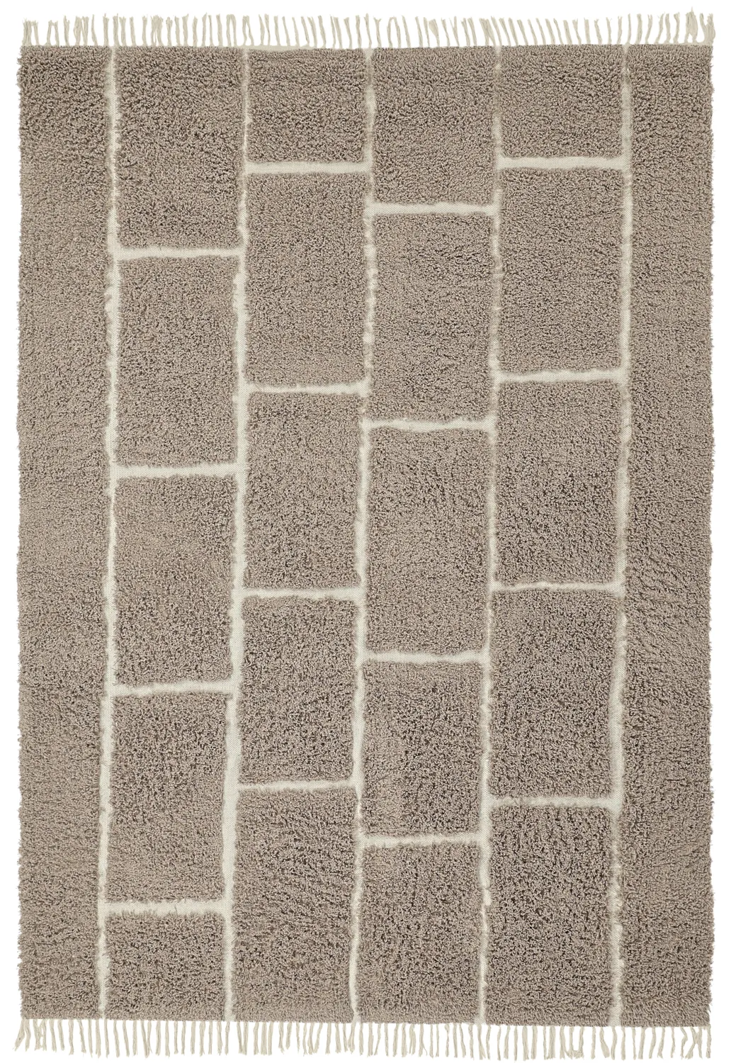 Hochflorteppiche - Lindley Natural Cotton Shaggy (taupe/grau)