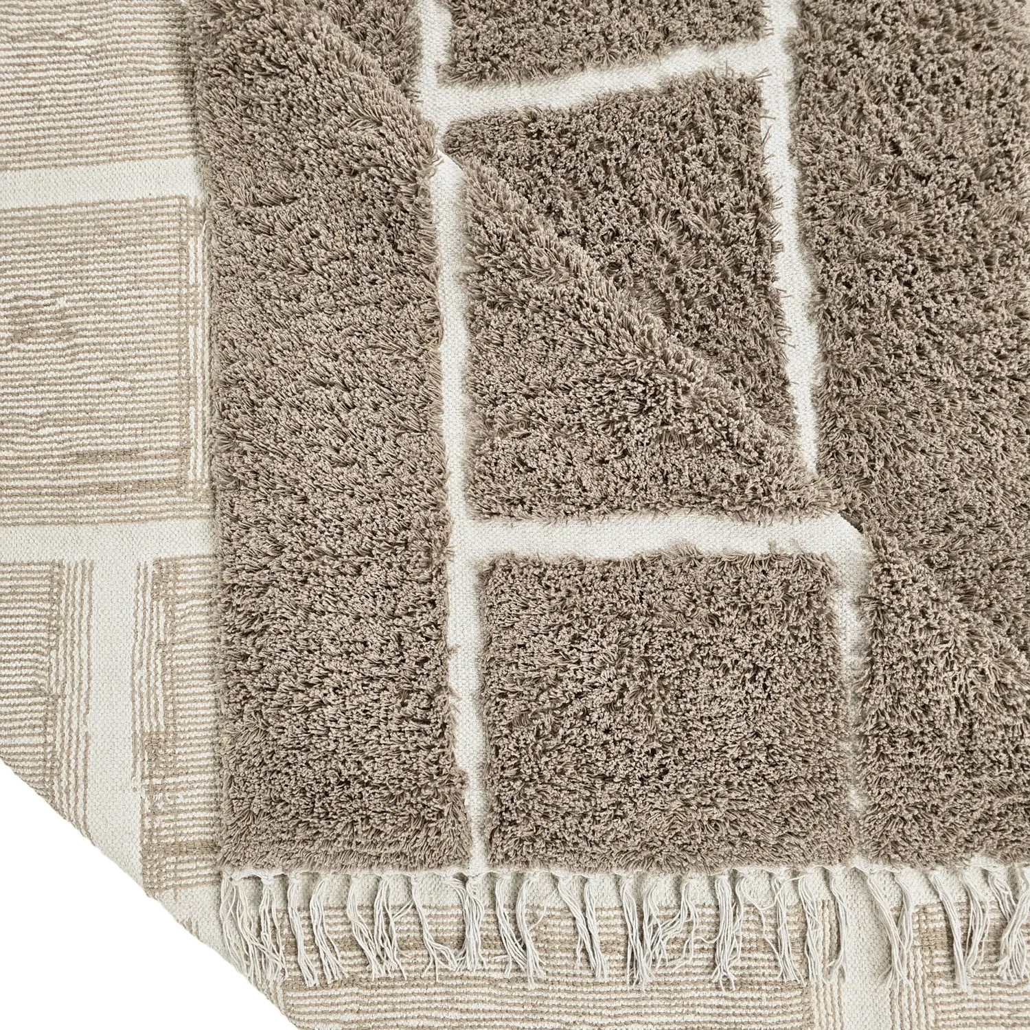 Hochflorteppiche - Lindley Natural Cotton Shaggy (taupe/grau)