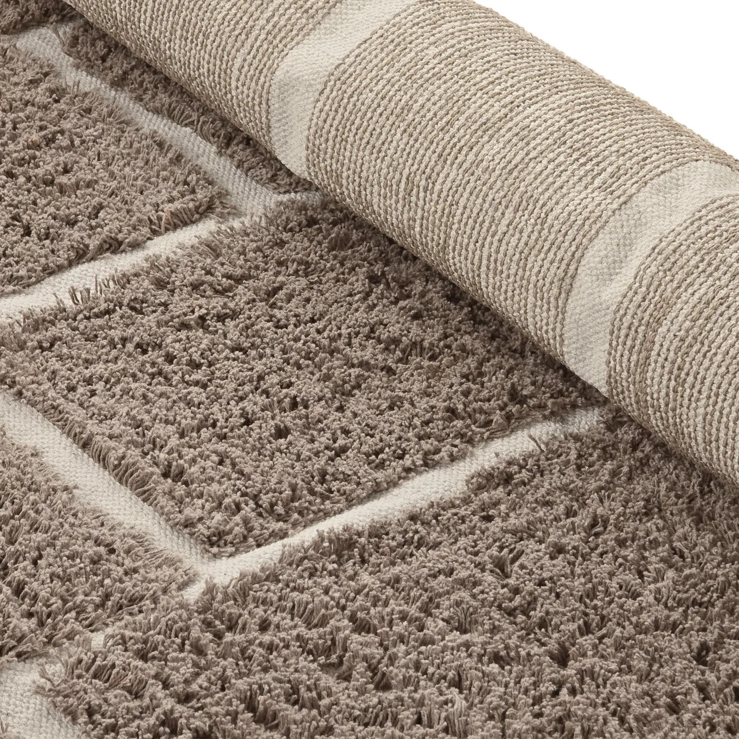 Hochflorteppiche - Lindley Natural Cotton Shaggy (taupe/grau)