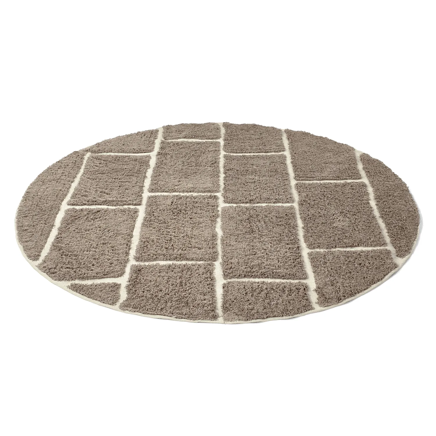Runde Teppiche - Lindley Natural Cotton Shaggy (taupe/grau)