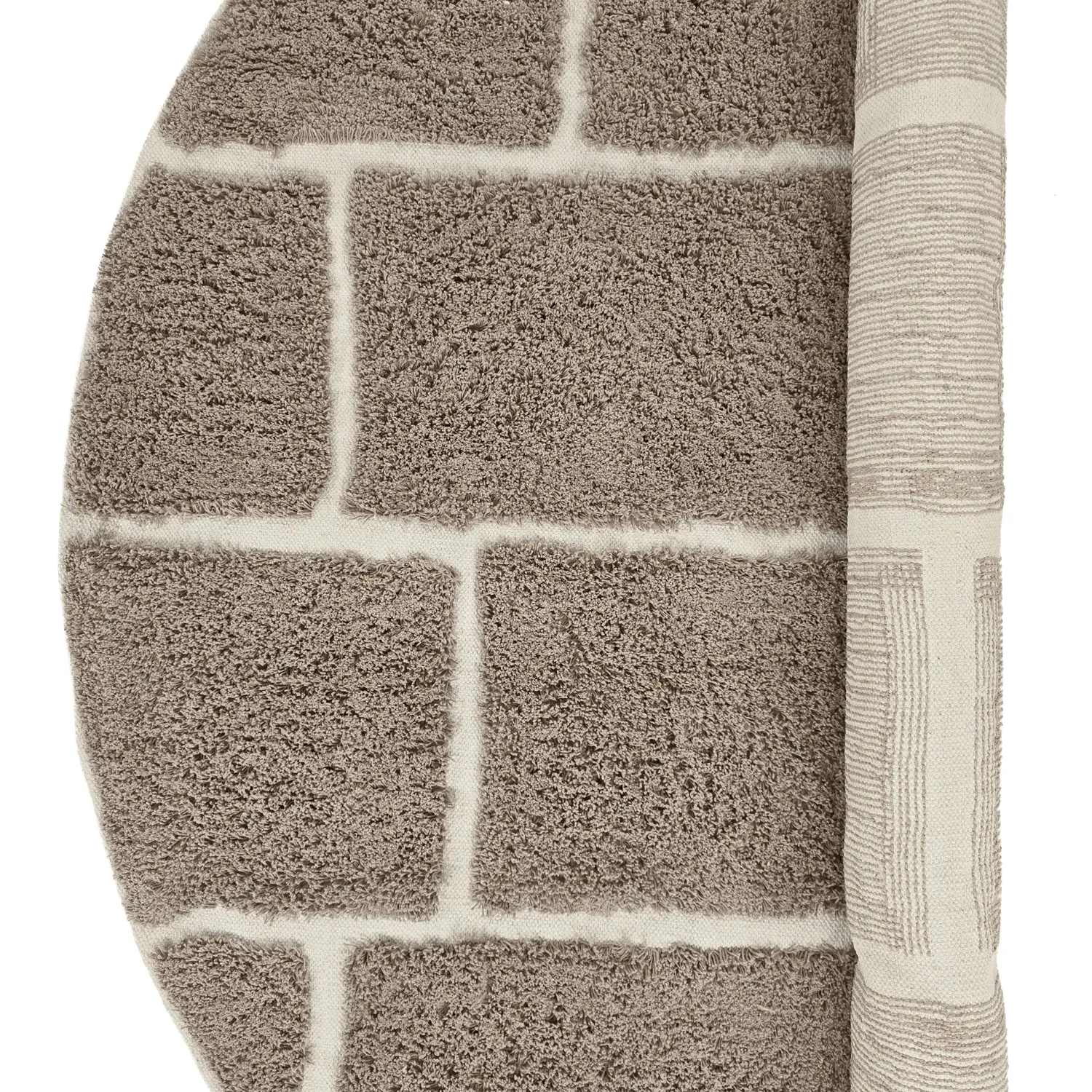 Runde Teppiche - Lindley Natural Cotton Shaggy (taupe/grau)