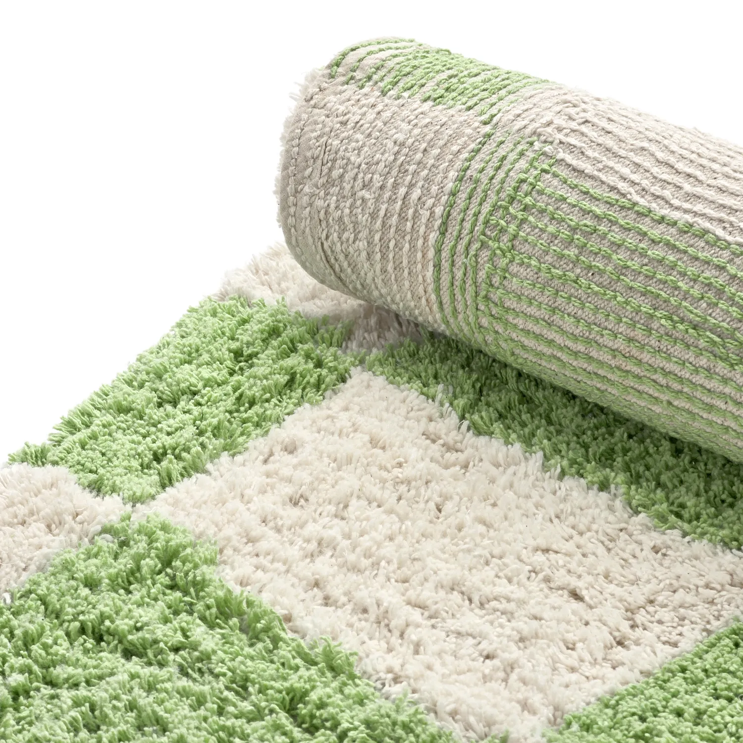 Rund Teppich - Maranello Natural Cotton Shaggy (grün)