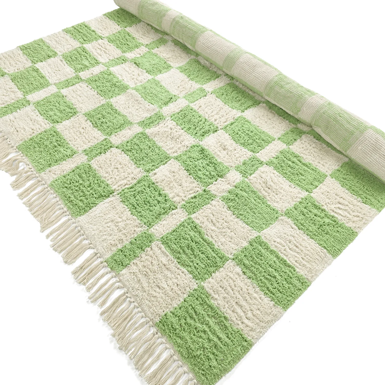Hochflorteppiche - Maranello Natural Cotton Shaggy (grün)