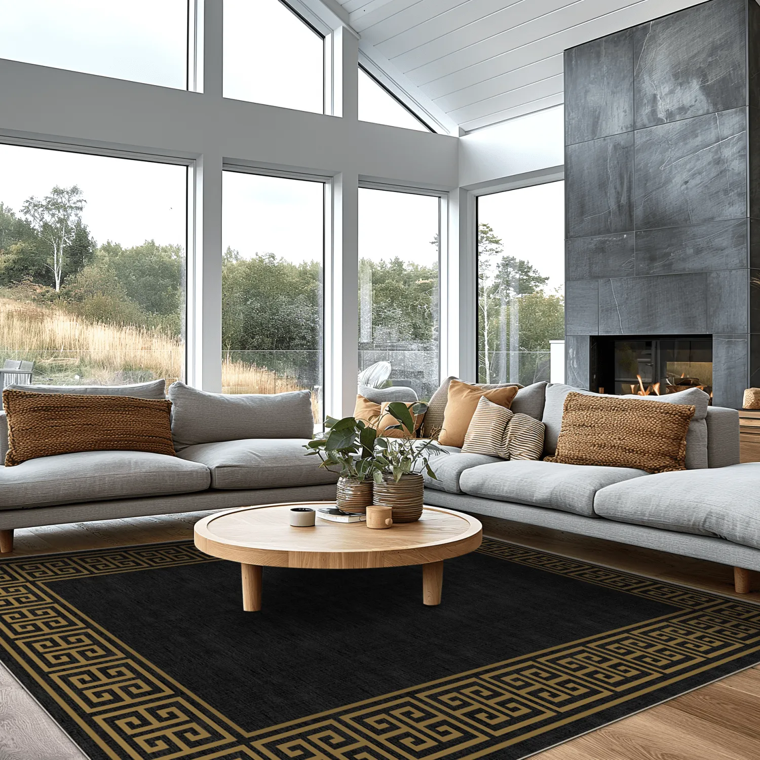 Wilton-Teppich - Myra (schwarz/gold)