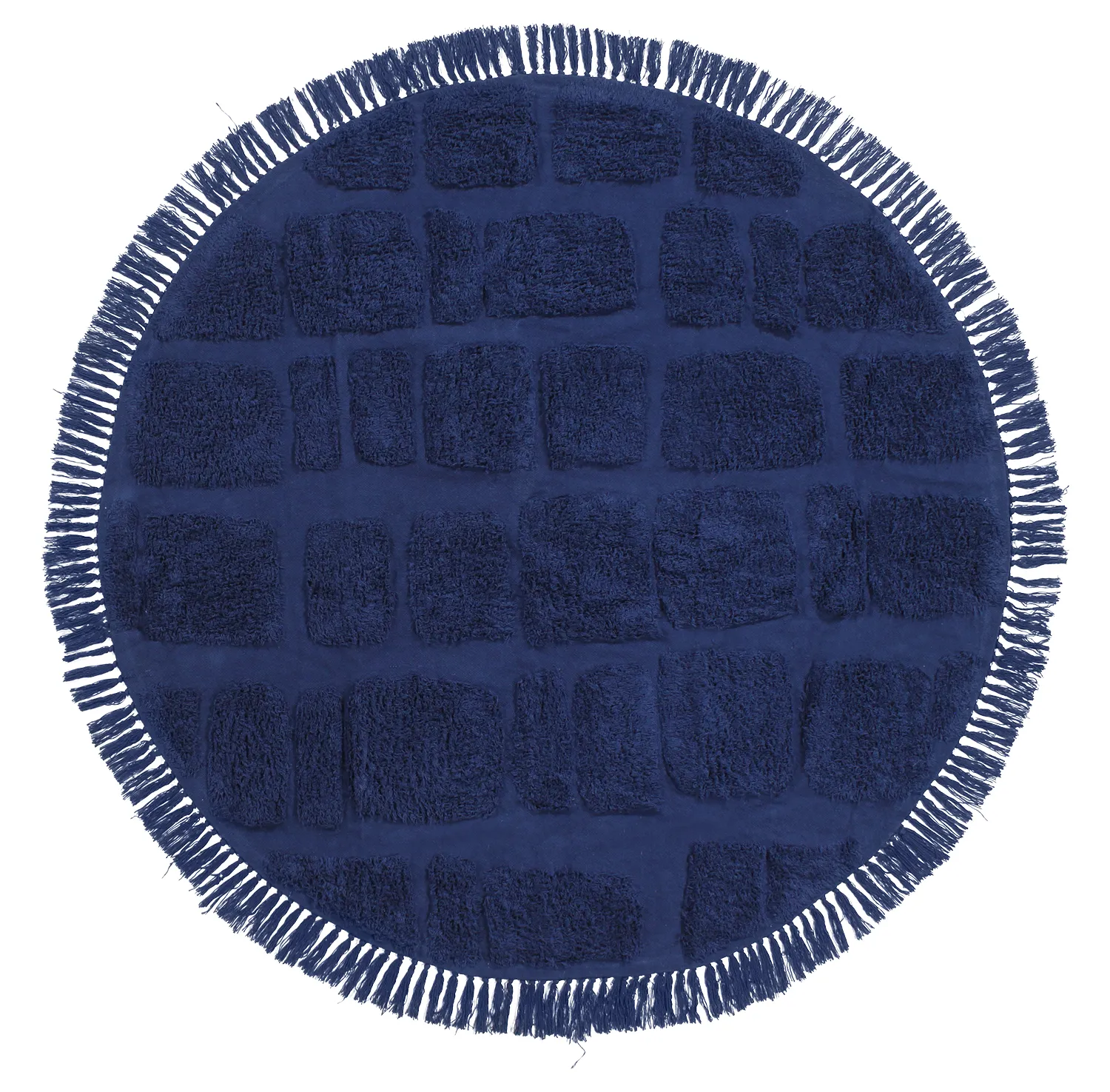 Runde Teppiche - Salem Natural Cotton Shaggy (Dunkelblau)