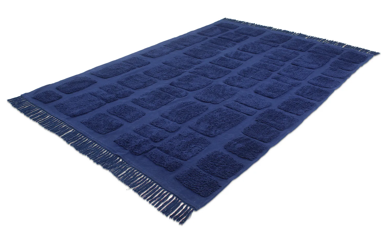 Hochflorteppiche - Salem Natural Cotton Shaggy (Dunkelblau)
