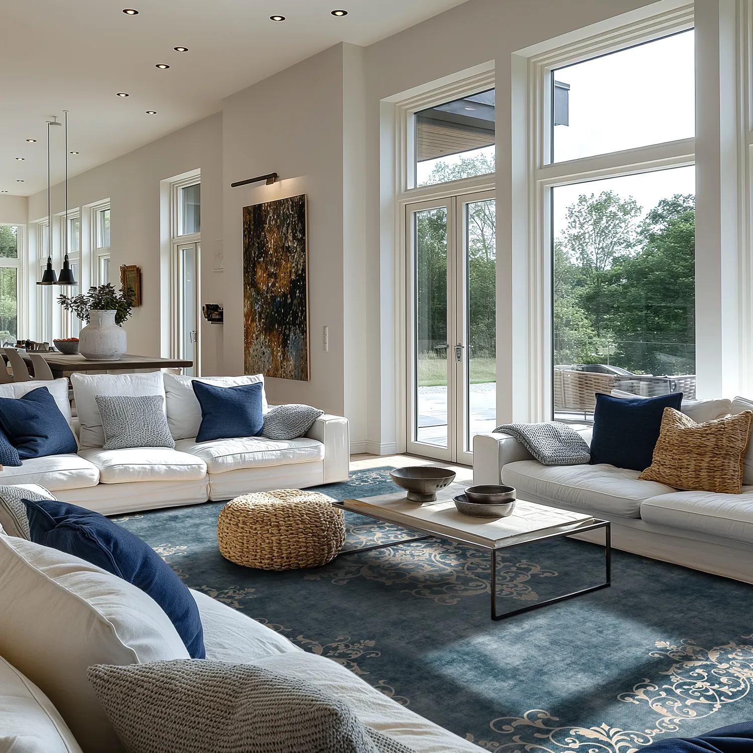 Wilton-Teppich - Santi (blau/beige)