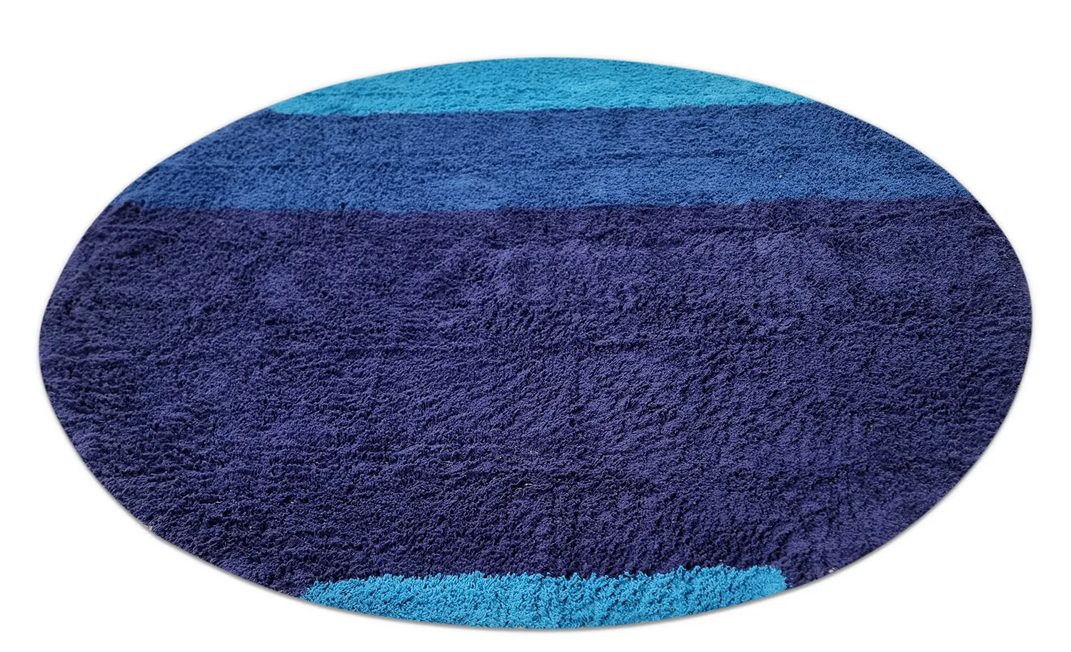 Runde Teppiche - Taro Natural Cotton Shaggy (blau)