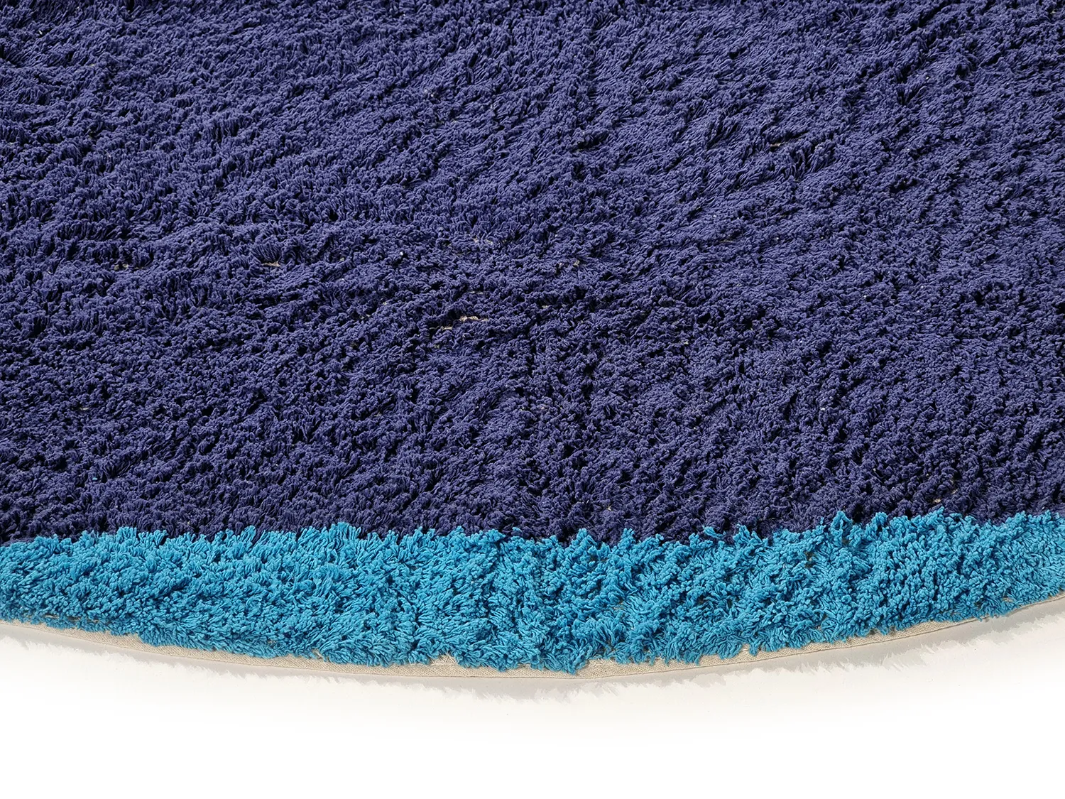 Runde Teppiche - Taro Natural Cotton Shaggy (blau)