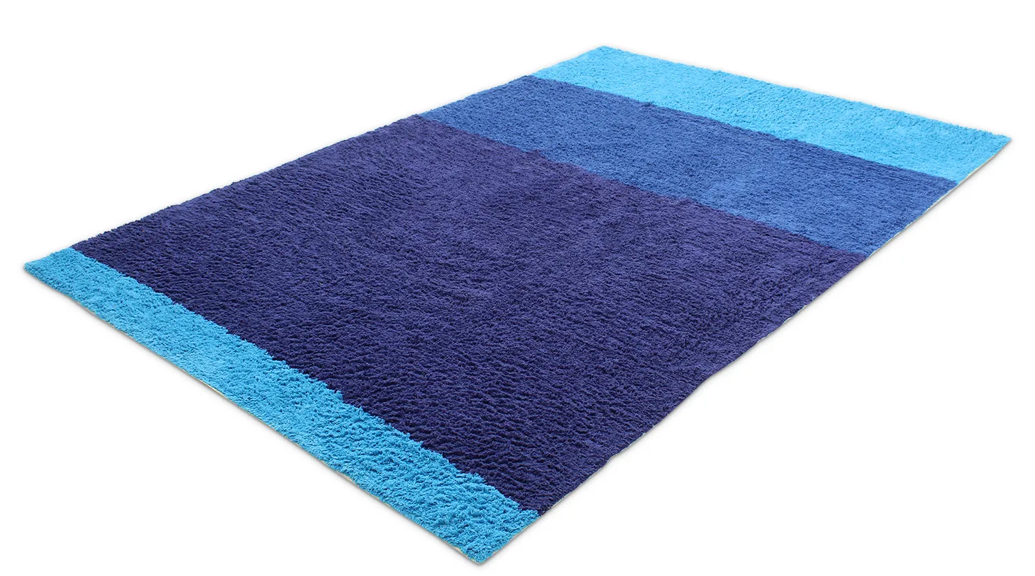 Hochflorteppiche - Taro Natural Cotton Shaggy (blau)