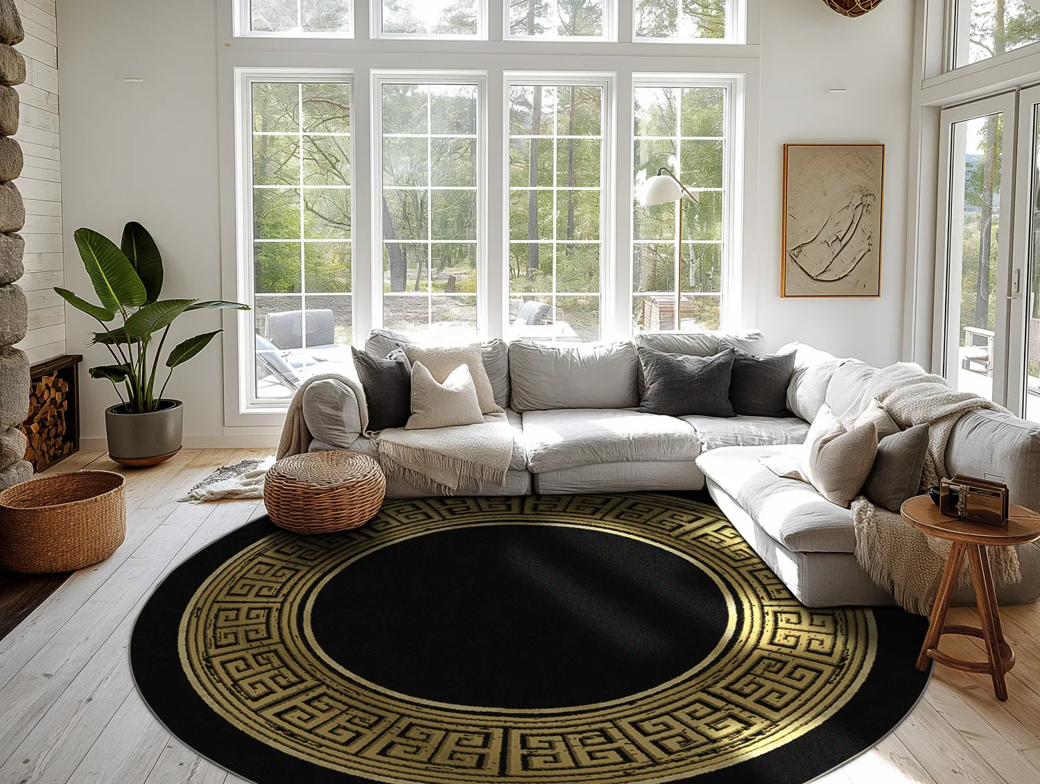 Rund Teppich - Tilos (schwarz/gold)
