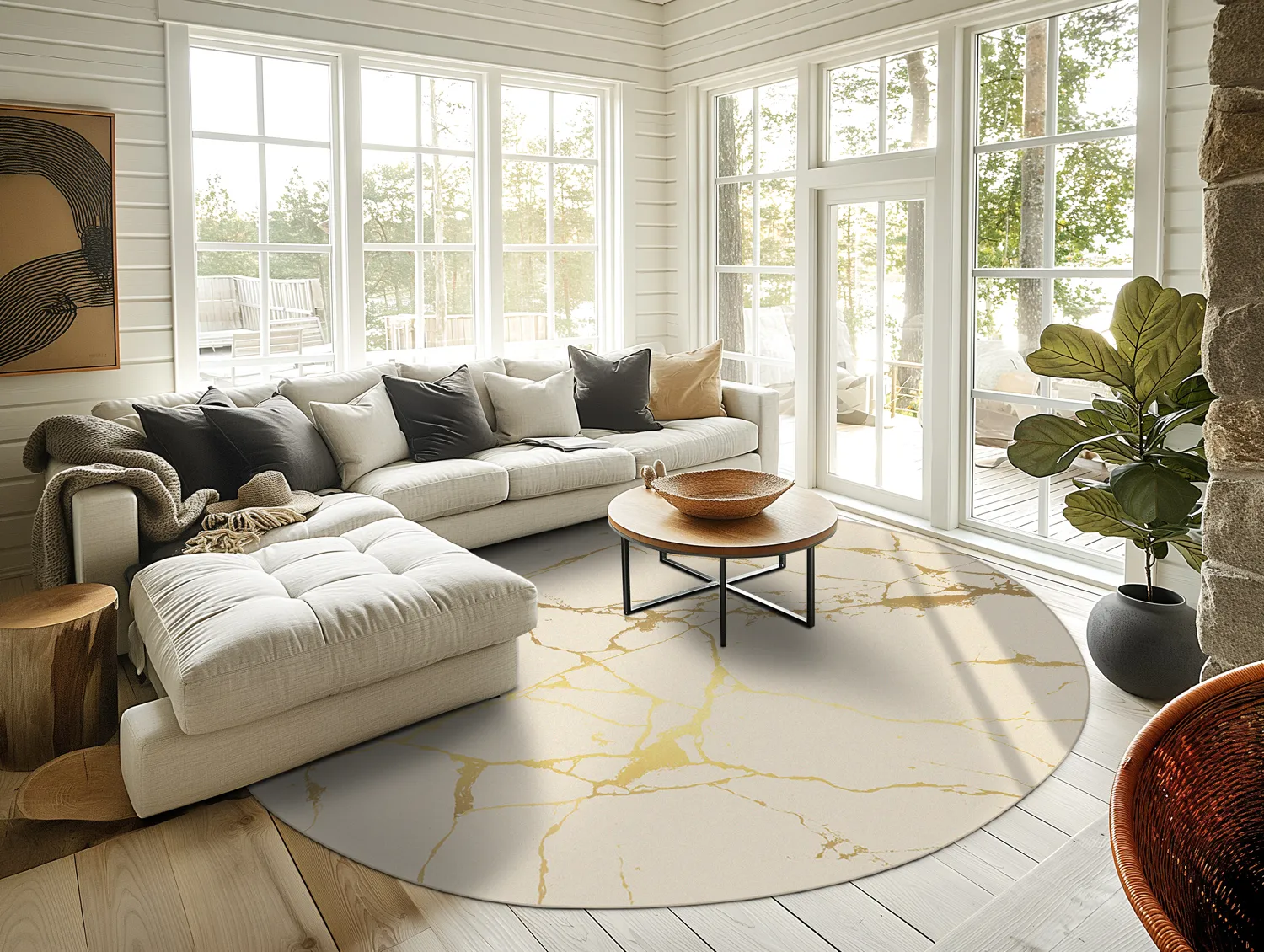 Rund Teppich - Vieste (beige/gold)
