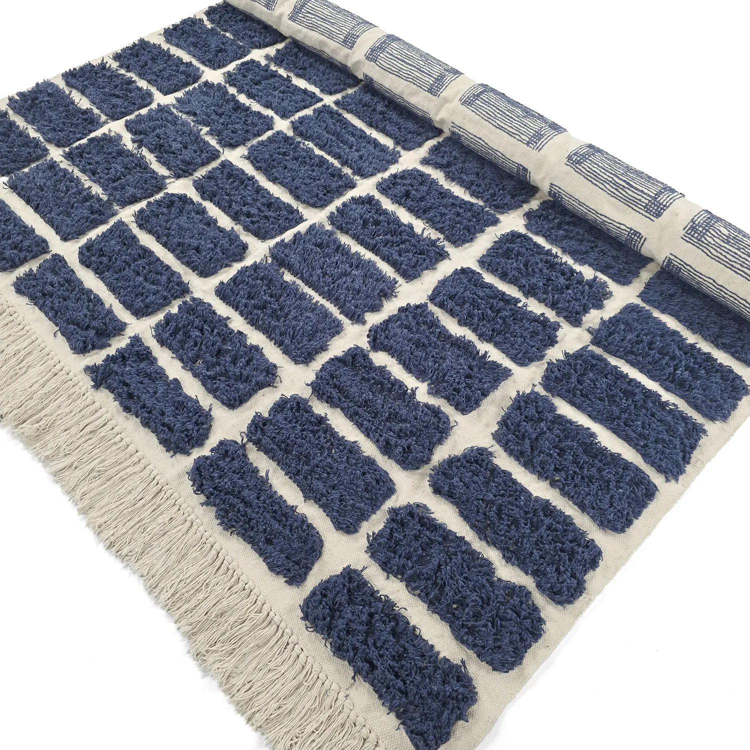 Hochflorteppiche - Zola Natural Cotton Shaggy (blau)